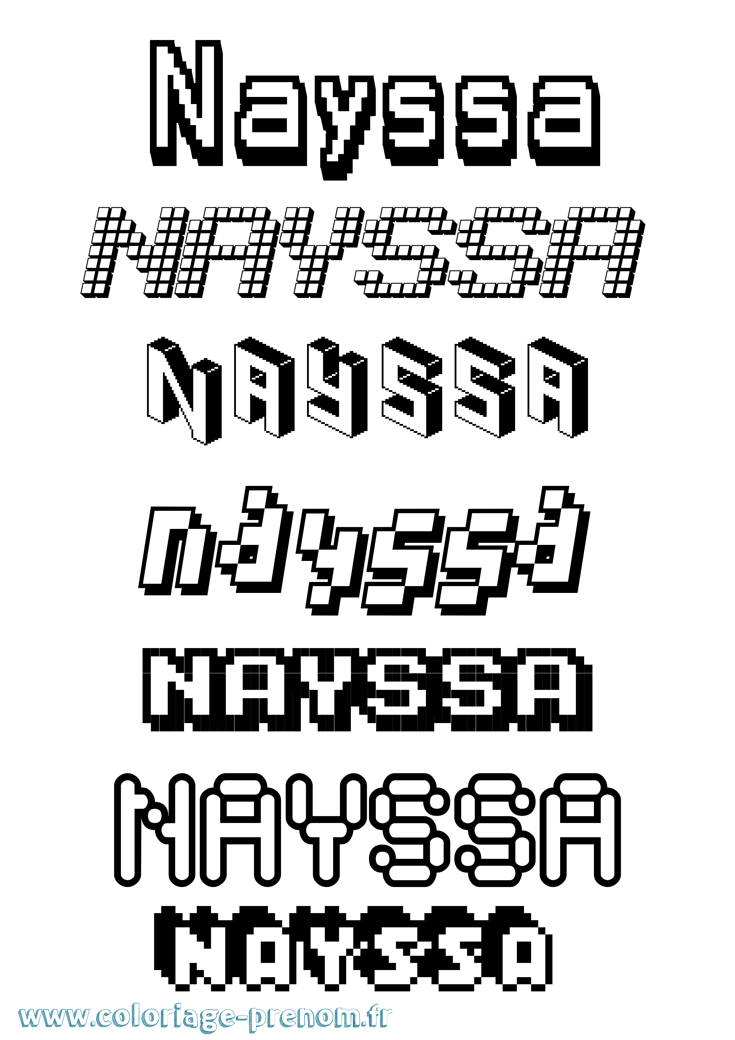 Coloriage Nayssa Pixel Coloriage prénom Nayssa Pixel