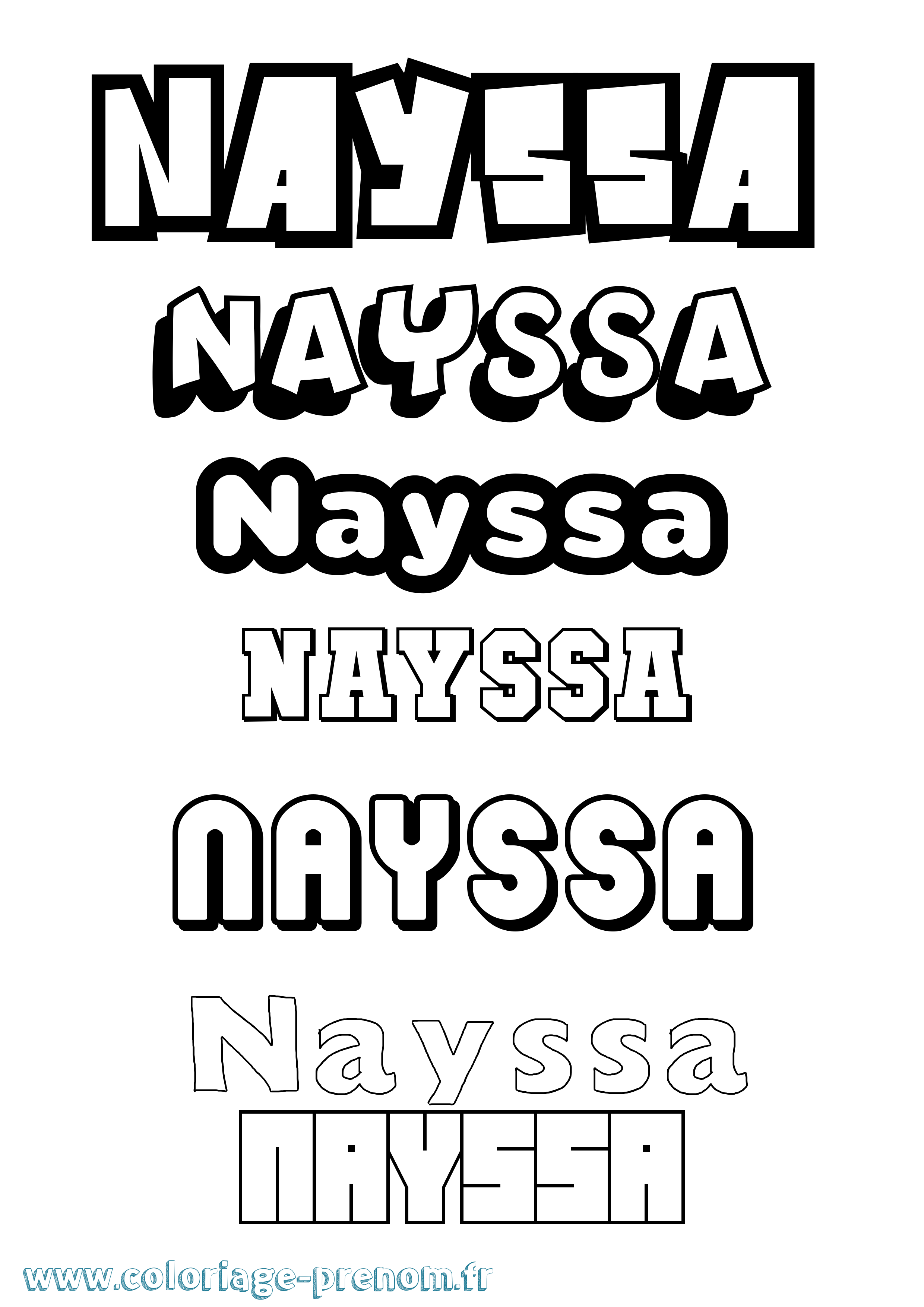 Coloriage Nayssa Simple Coloriage prénom Nayssa Simple