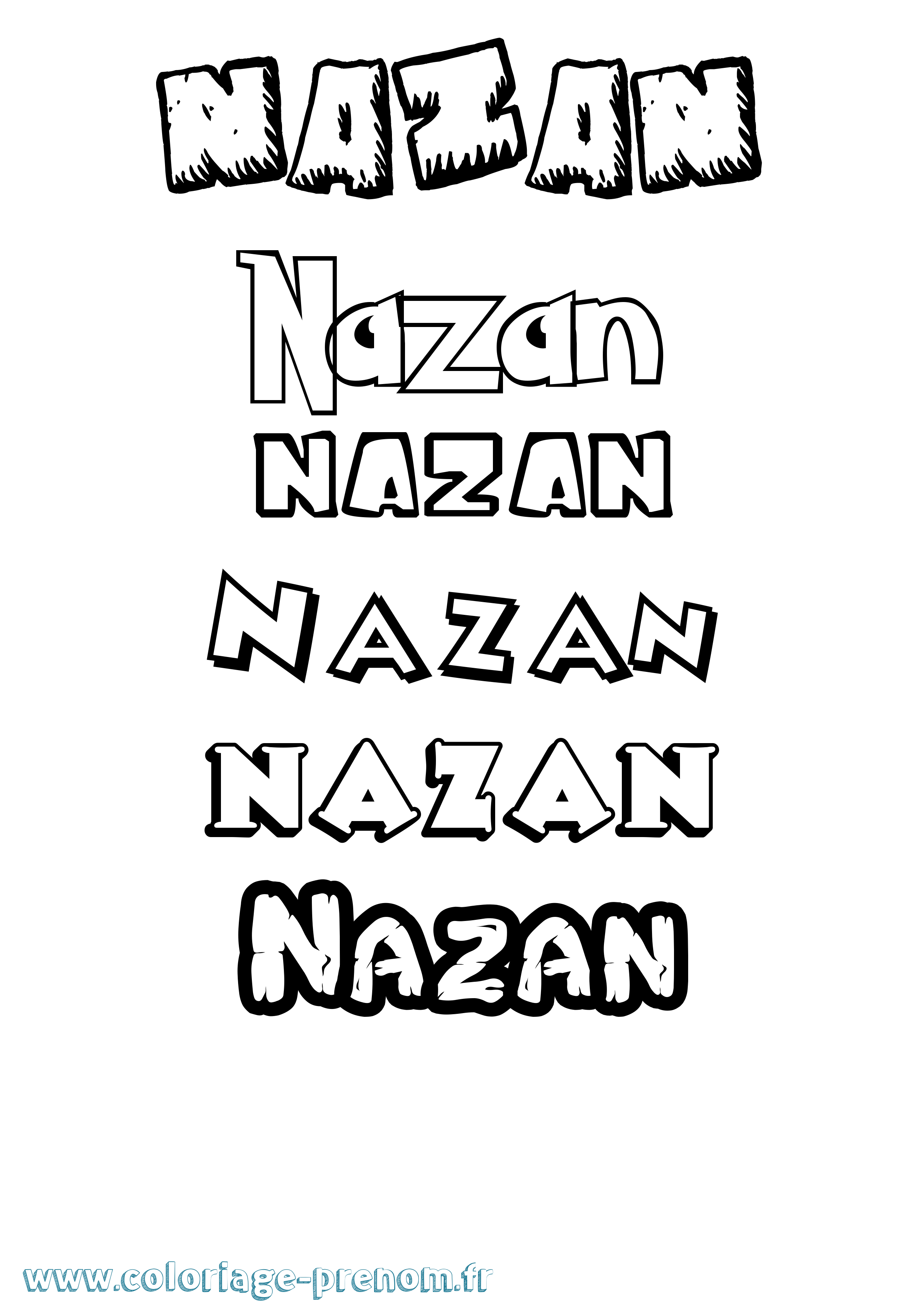 Coloriage Nazan Dessin Animé Coloriage prénom Nazan Dessin Animé