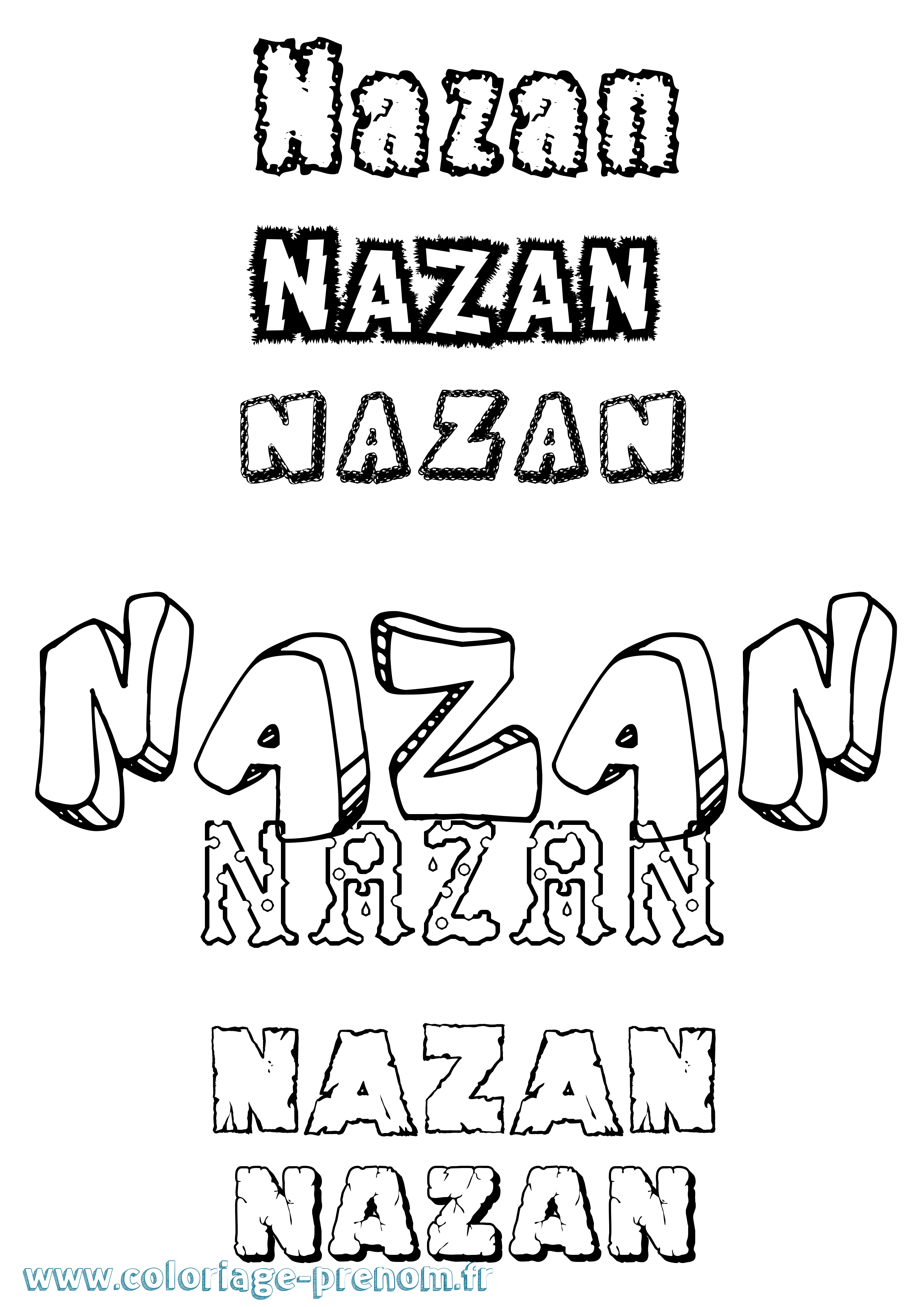 Coloriage Nazan Destructuré Coloriage prénom Nazan Destructuré