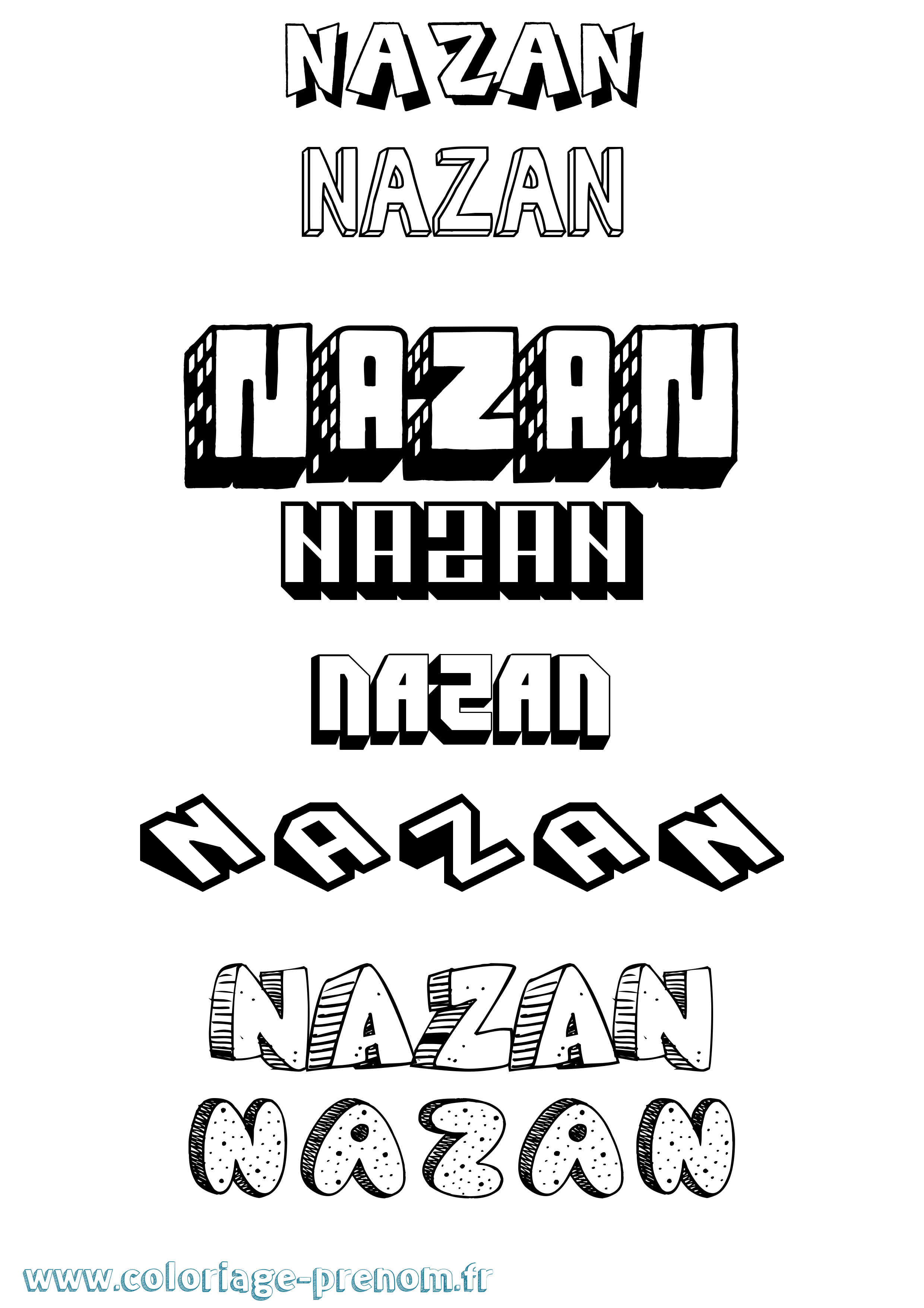 Coloriage Nazan Effet 3D Coloriage prénom Nazan Effet 3D