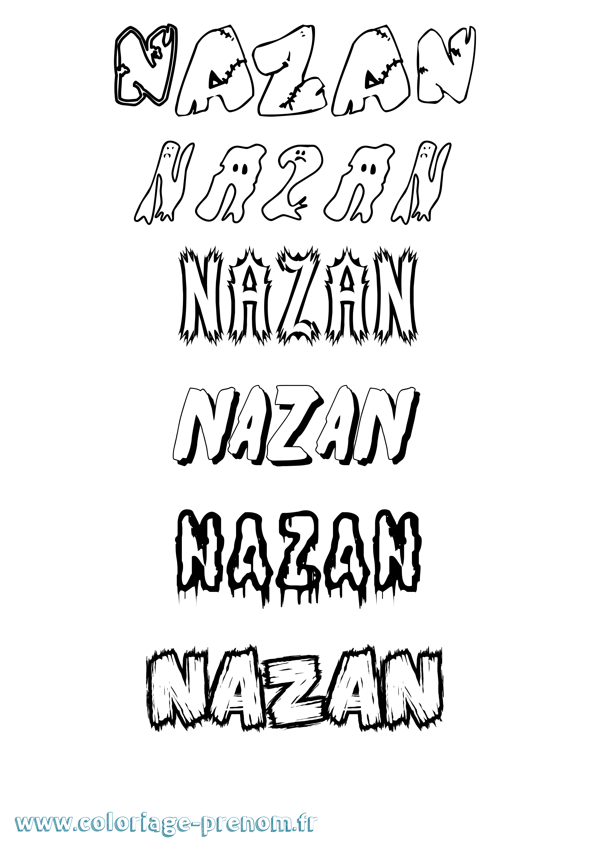 Coloriage Nazan Frisson Coloriage prénom Nazan Frisson