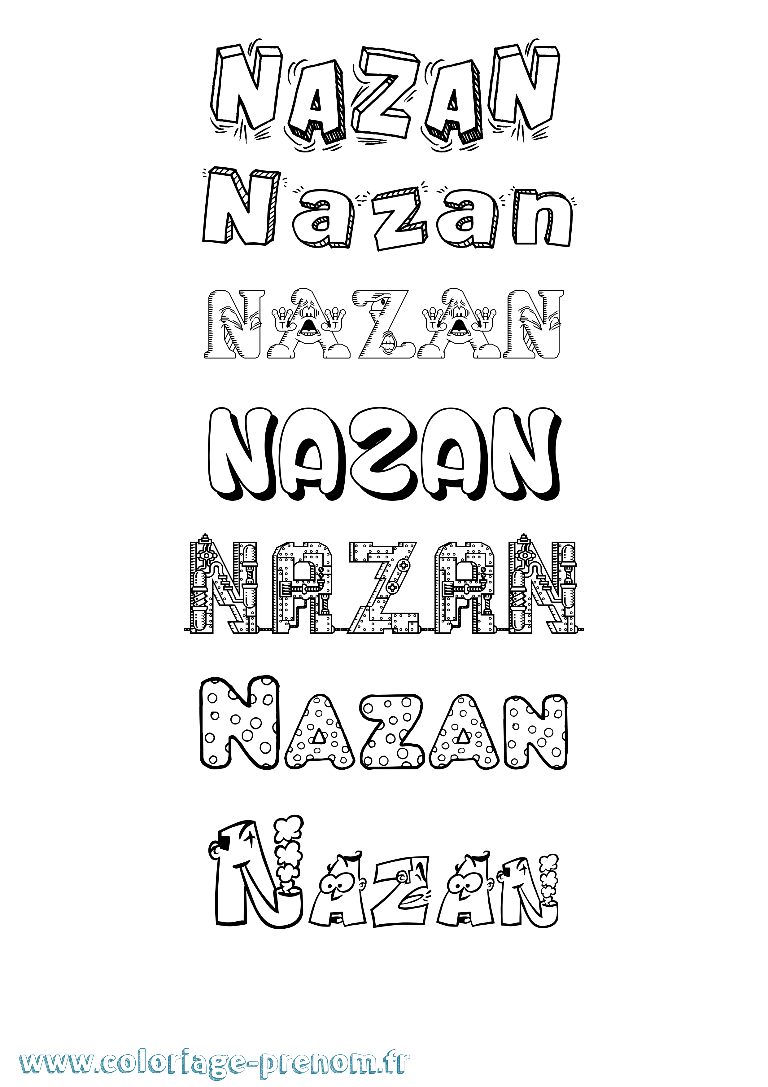 Coloriage Nazan Fun Coloriage prénom Nazan Fun
