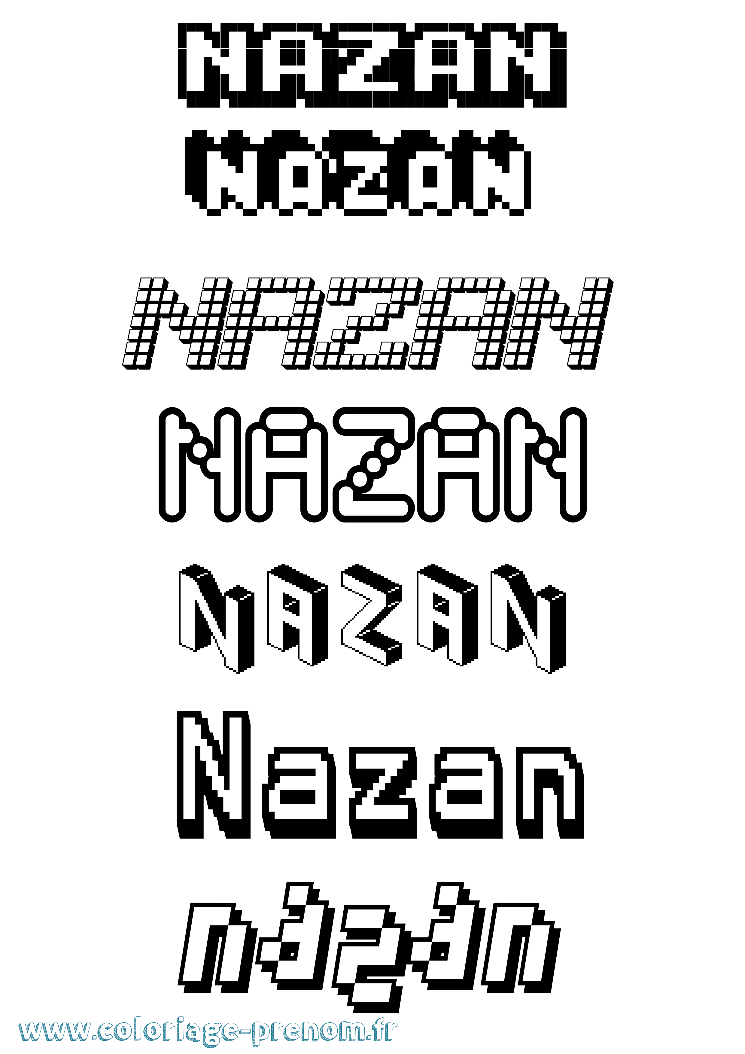 Coloriage Nazan Pixel Coloriage prénom Nazan Pixel