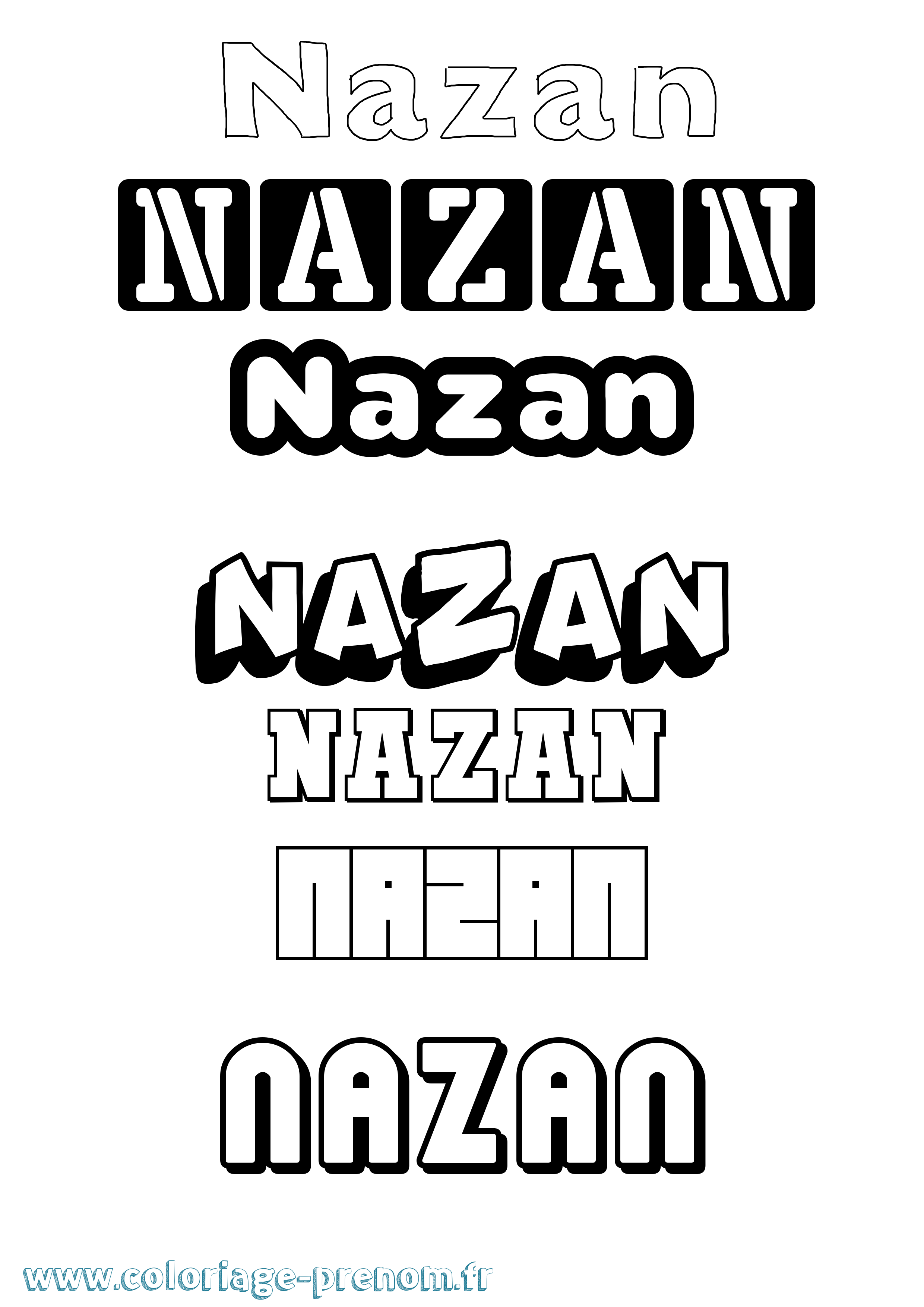 Coloriage Nazan Simple Coloriage prénom Nazan Simple