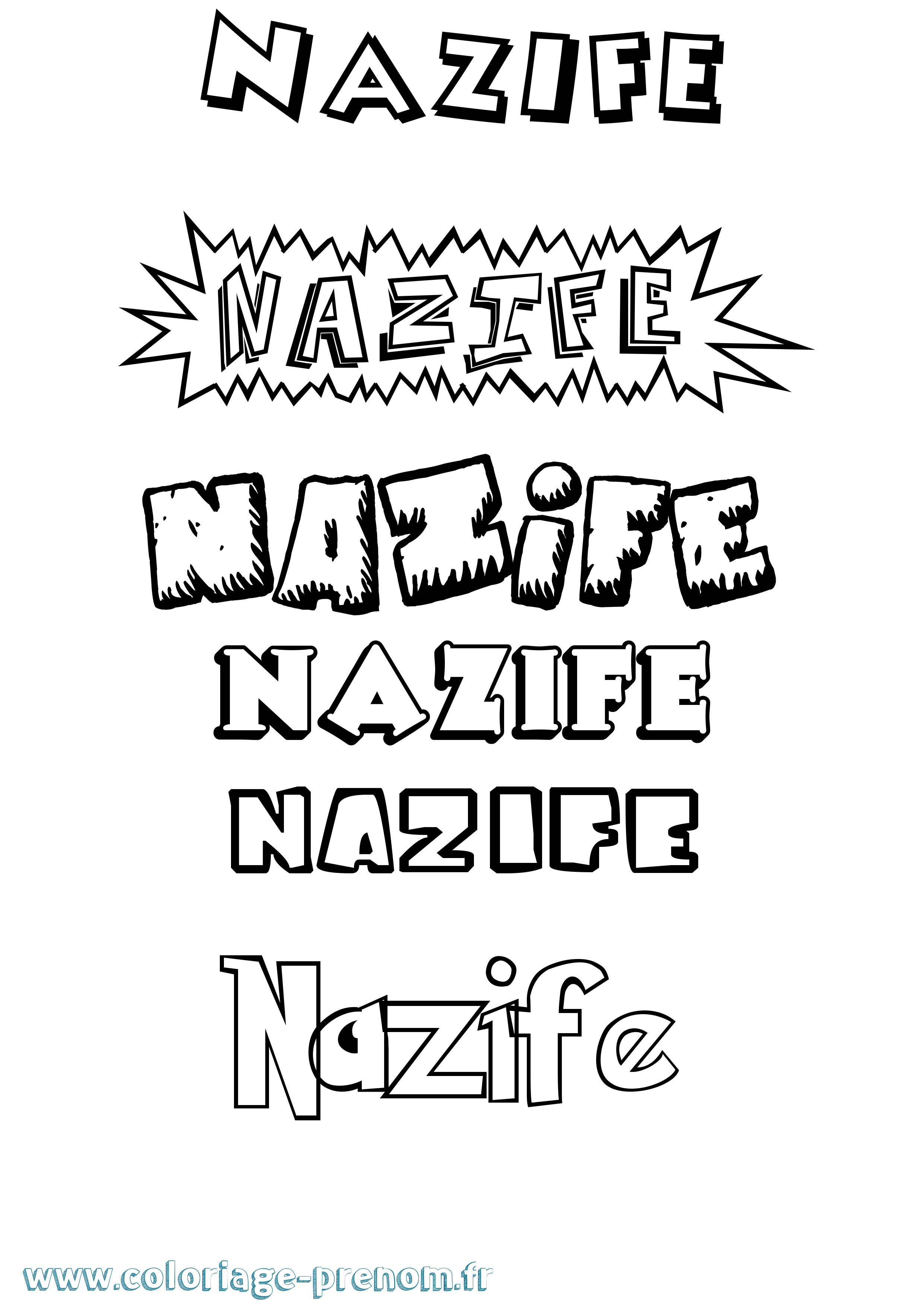 Coloriage Nazife Dessin Animé Coloriage prénom Nazife Dessin Animé