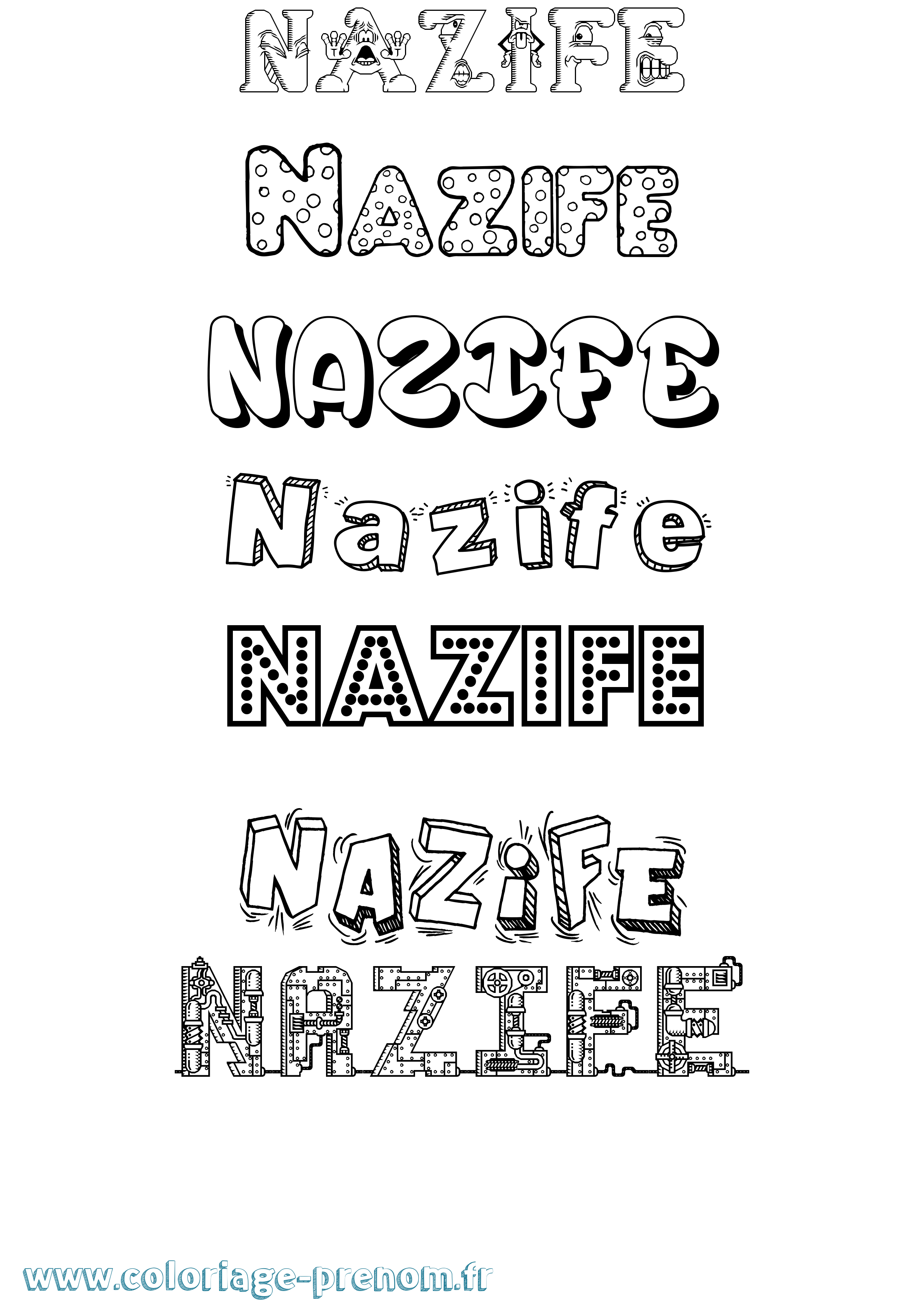 Coloriage Nazife Fun Coloriage prénom Nazife Fun