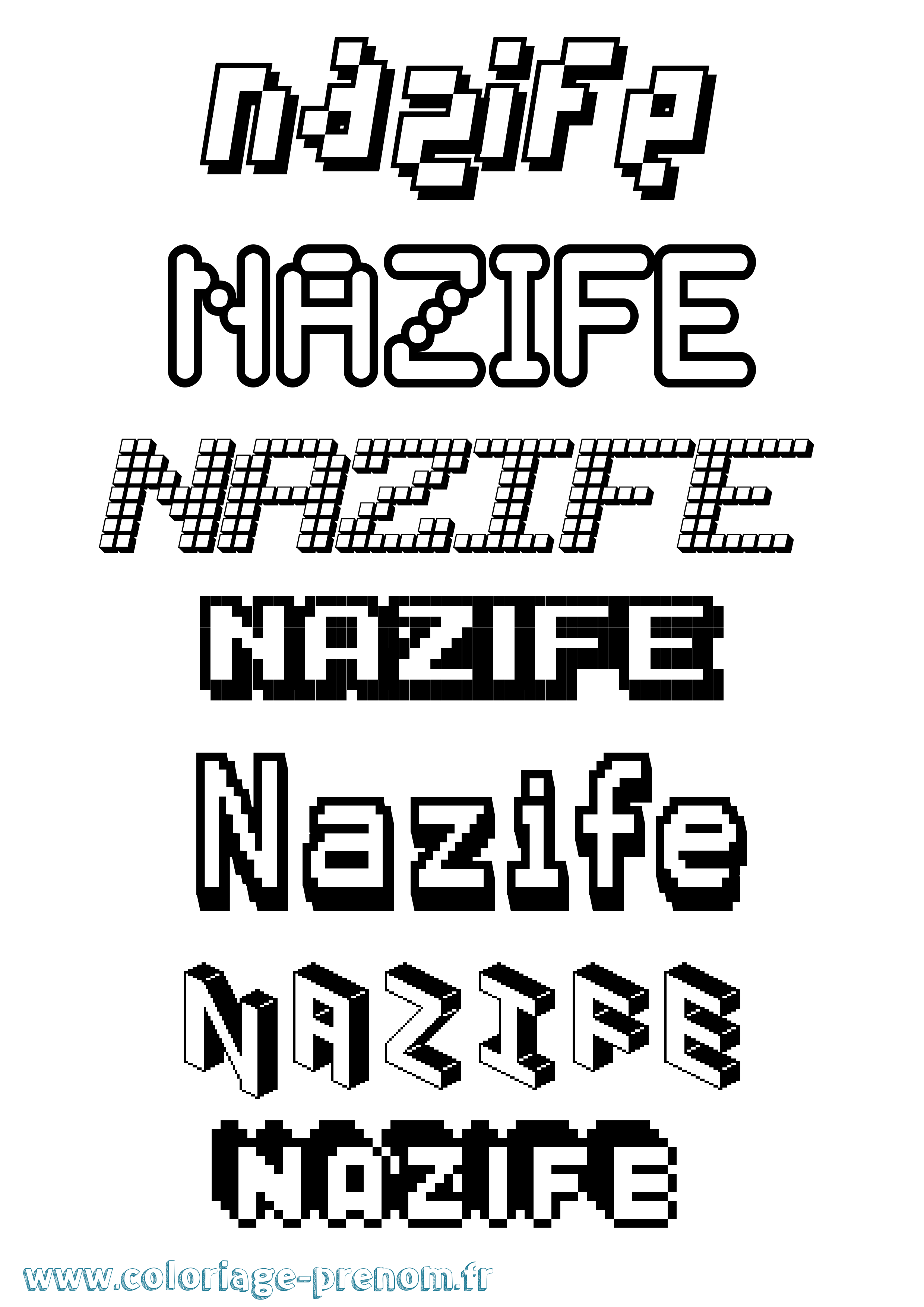 Coloriage Nazife Pixel Coloriage prénom Nazife Pixel