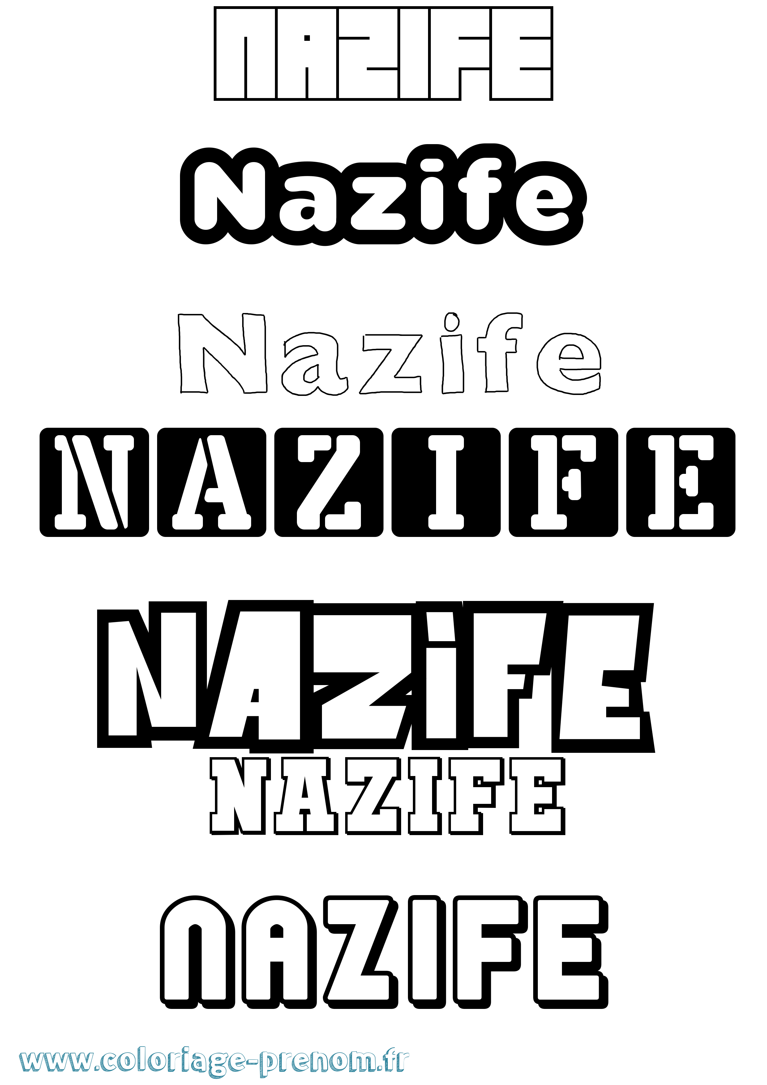 Coloriage Nazife Simple Coloriage prénom Nazife Simple