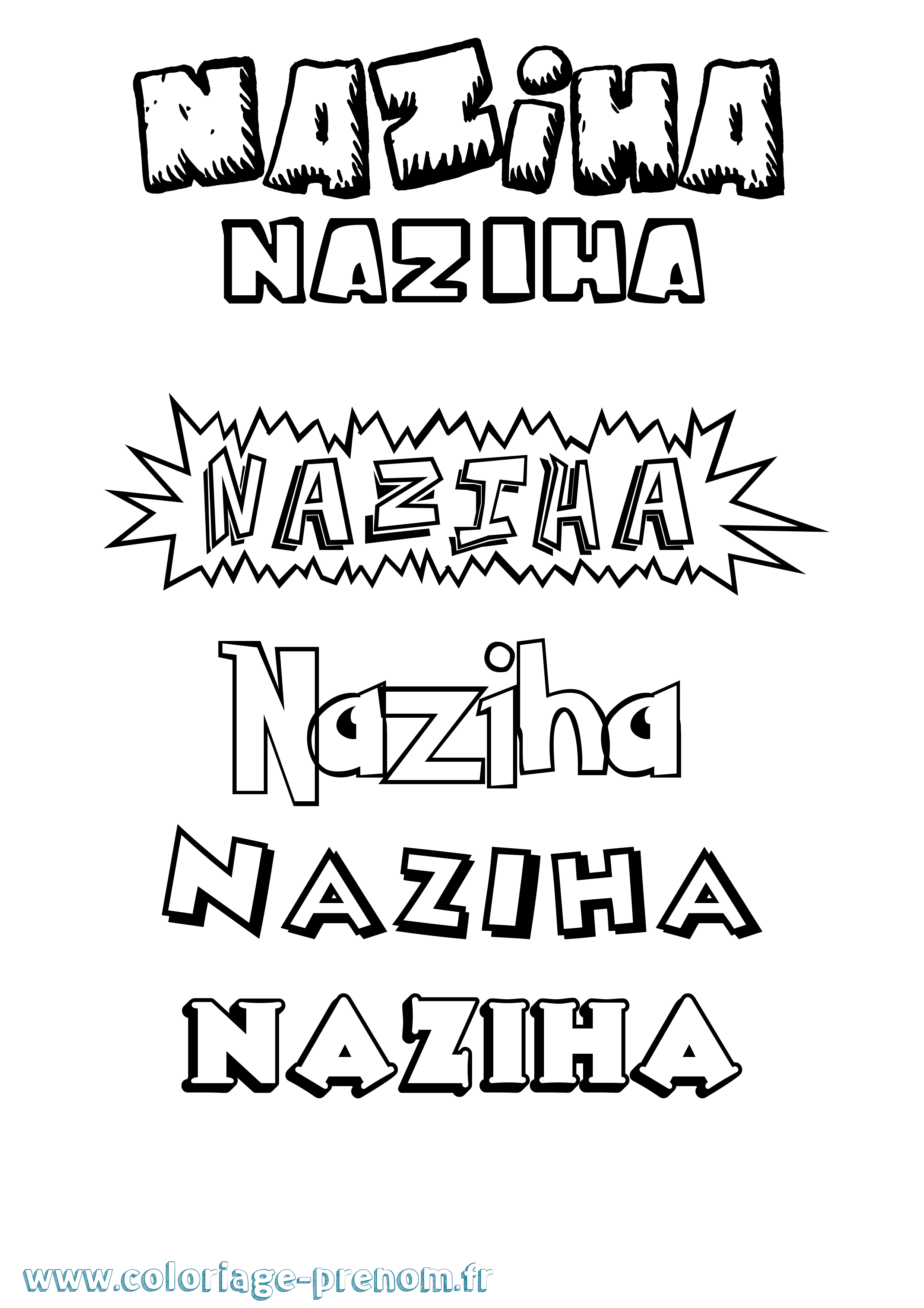 Coloriage Naziha Dessin Animé Coloriage prénom Naziha Dessin Animé