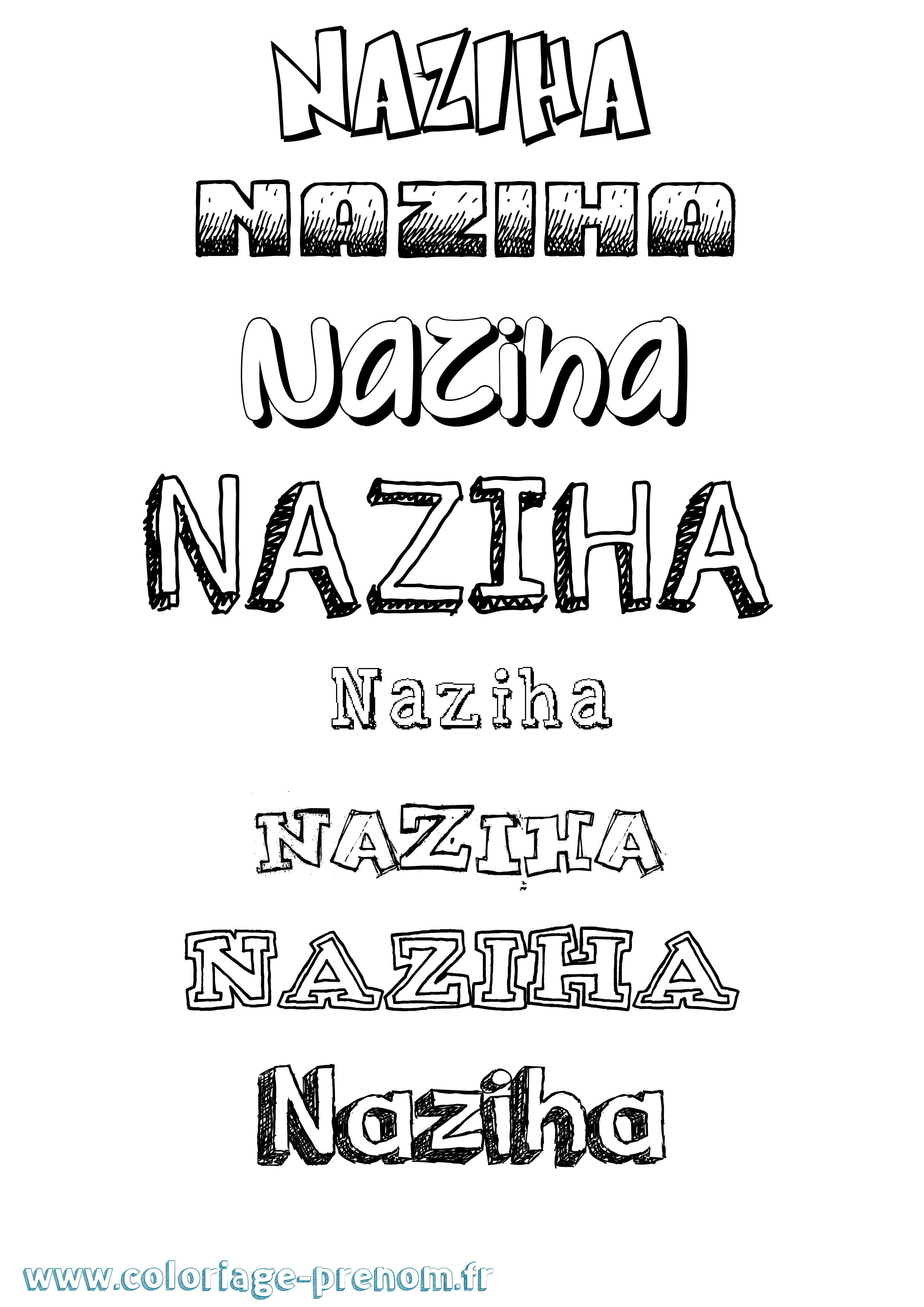 Coloriage Naziha Dessiné Coloriage prénom Naziha Dessiné