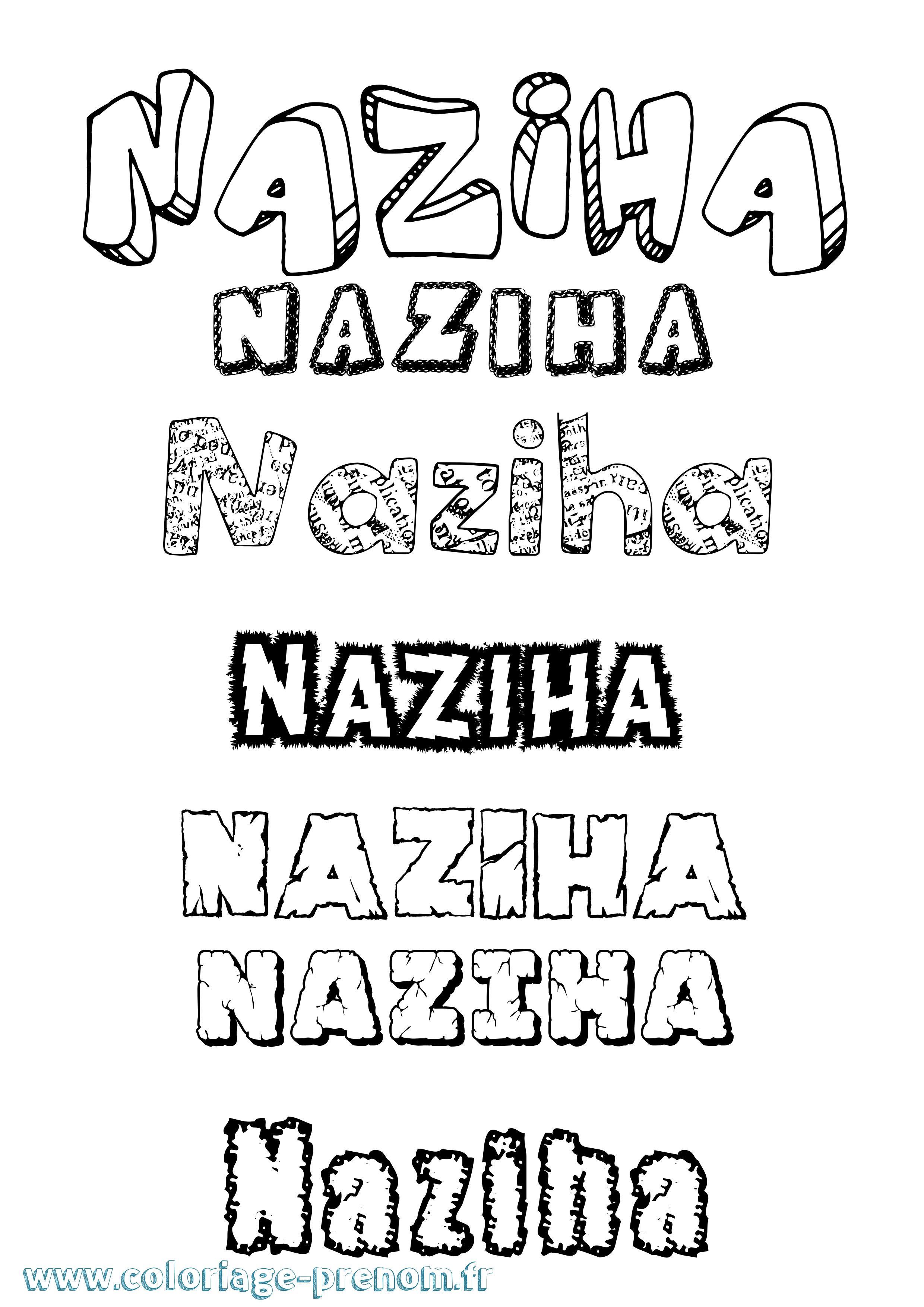 Coloriage Naziha Destructuré Coloriage prénom Naziha Destructuré
