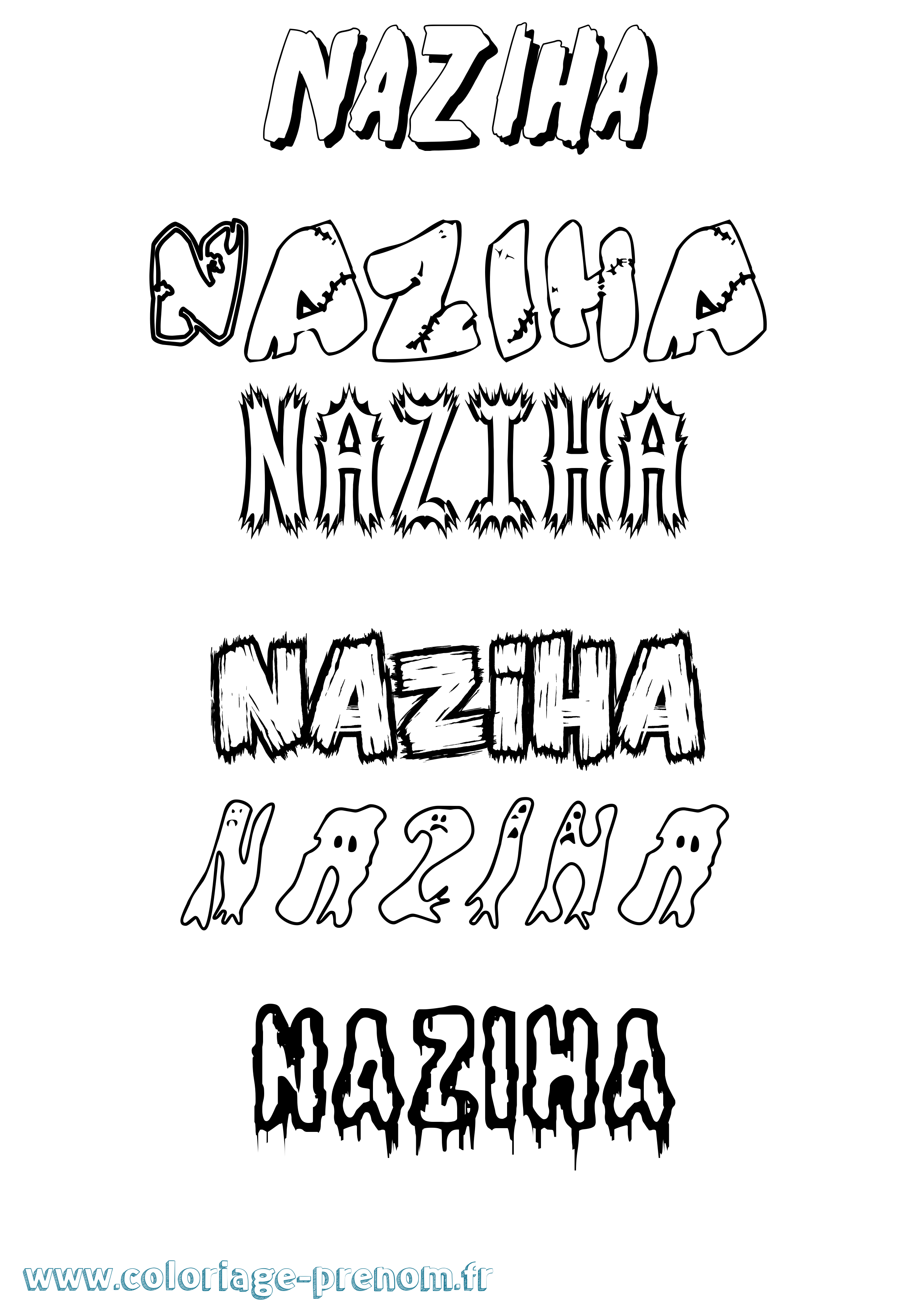 Coloriage Naziha Frisson Coloriage prénom Naziha Frisson