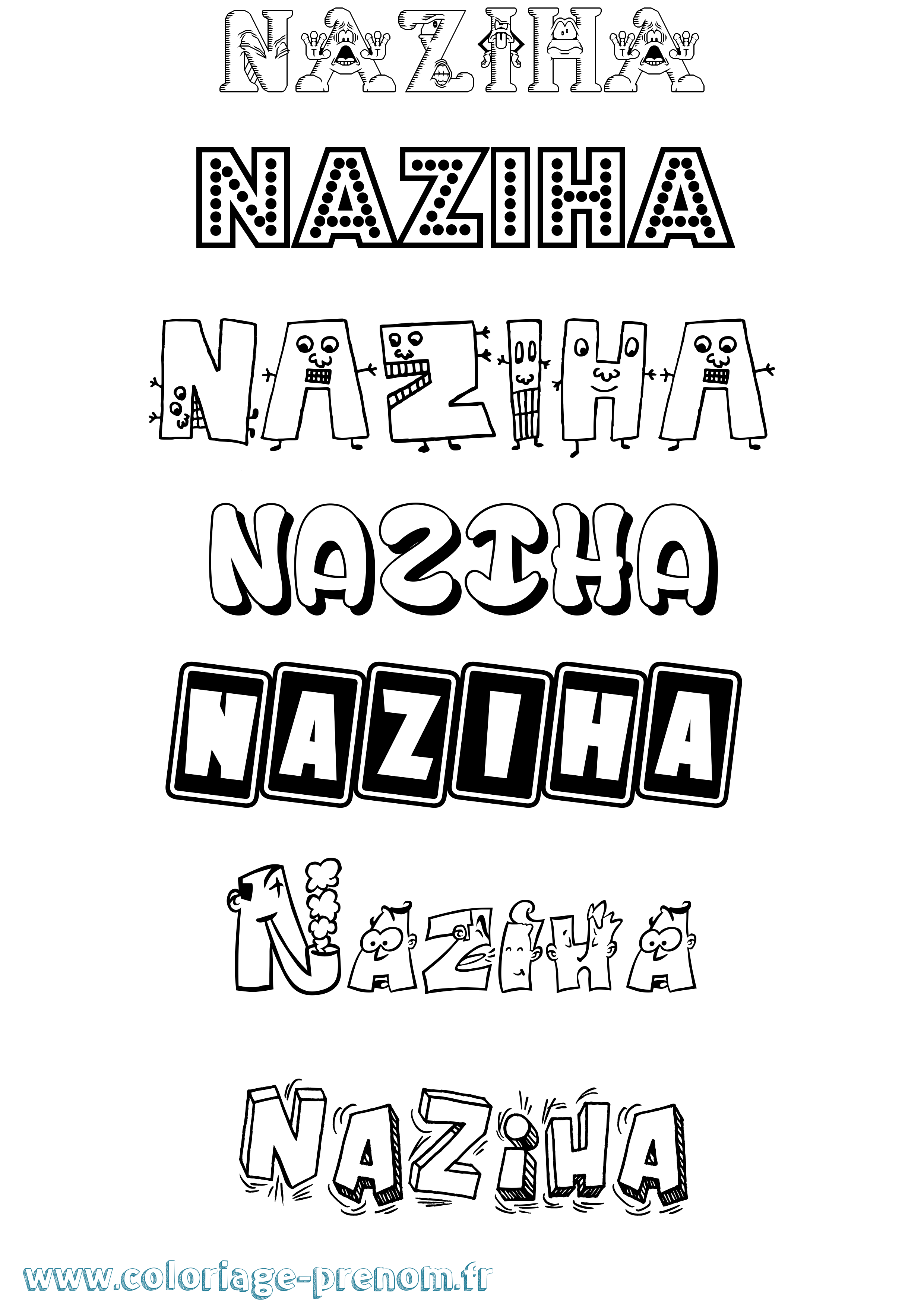 Coloriage Naziha Fun Coloriage prénom Naziha Fun