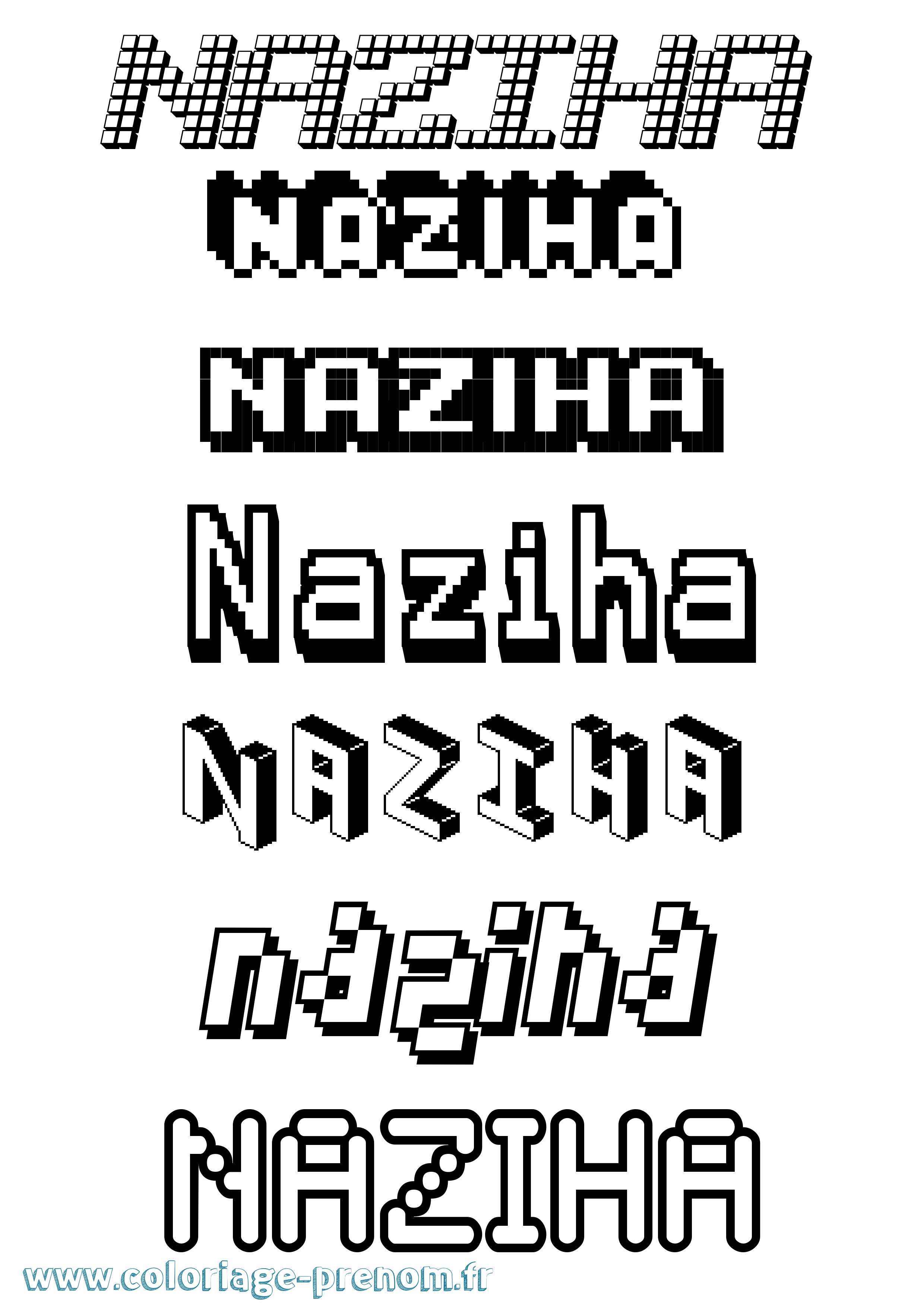 Coloriage Naziha Pixel Coloriage prénom Naziha Pixel
