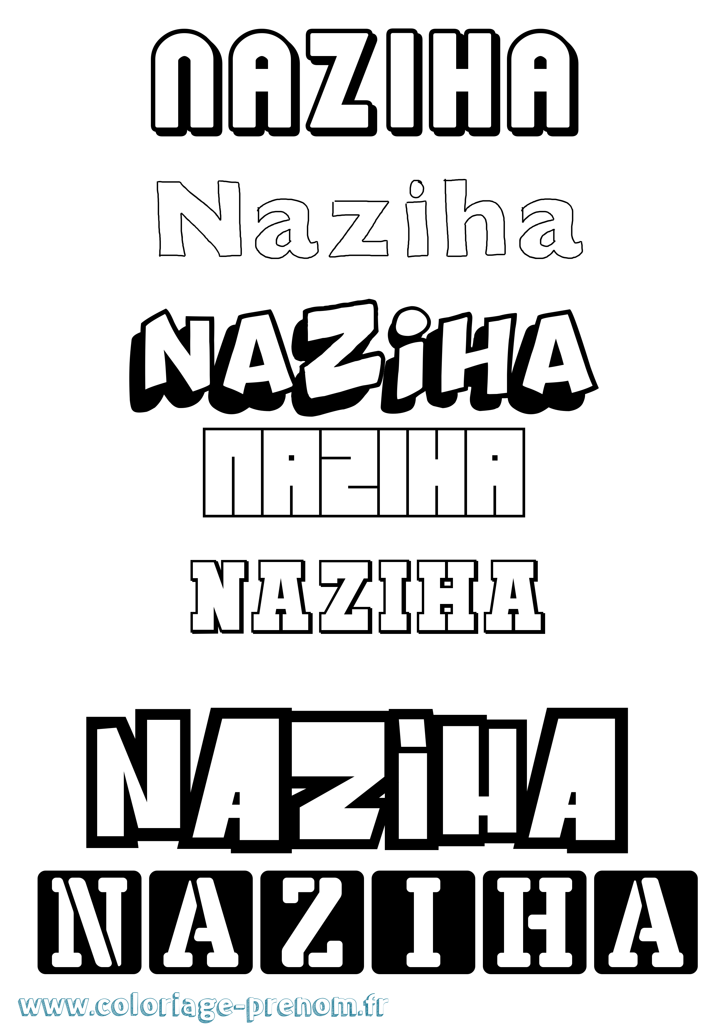 Coloriage Naziha Simple Coloriage prénom Naziha Simple