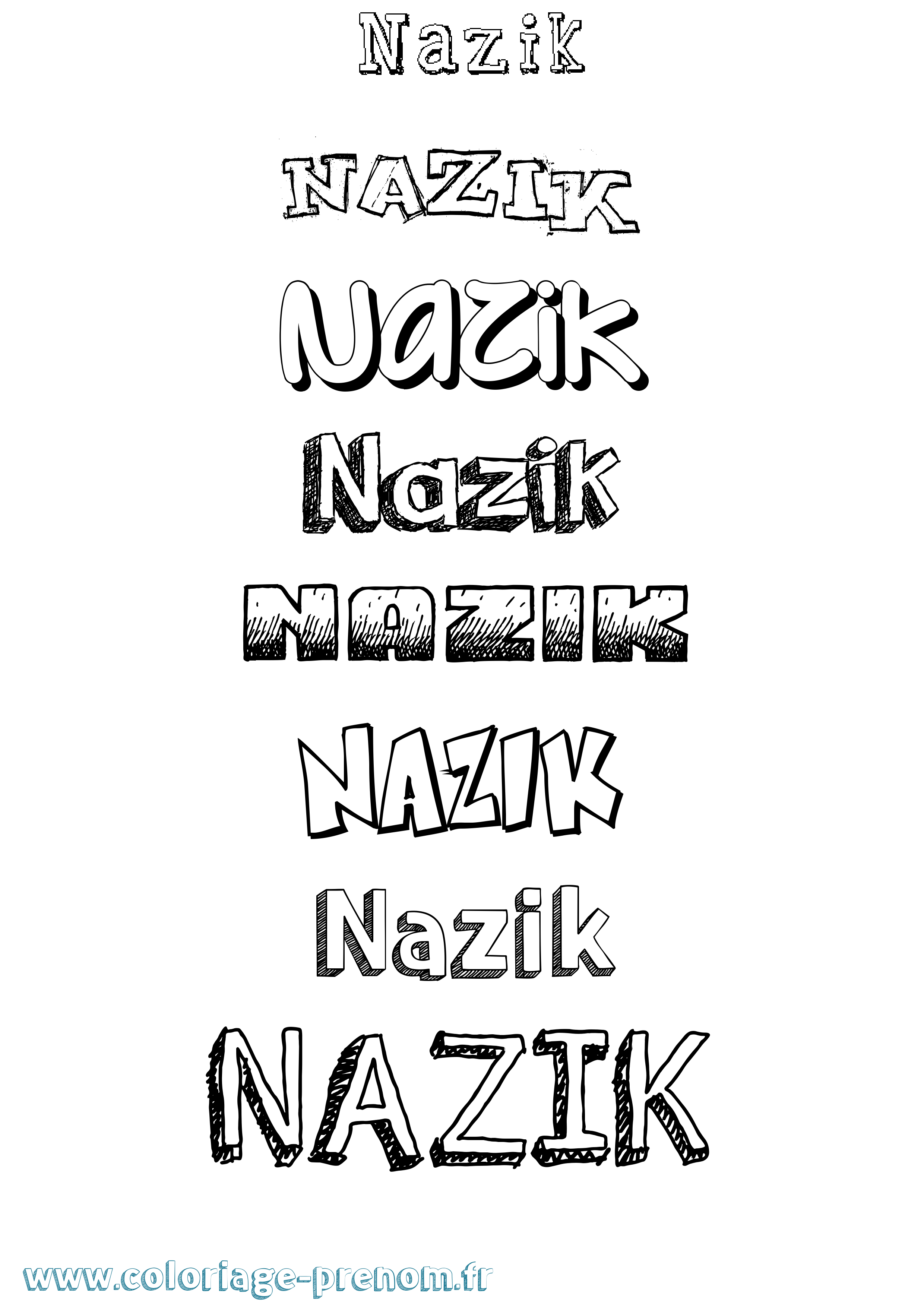 Coloriage Nazik Dessiné Coloriage prénom Nazik Dessiné