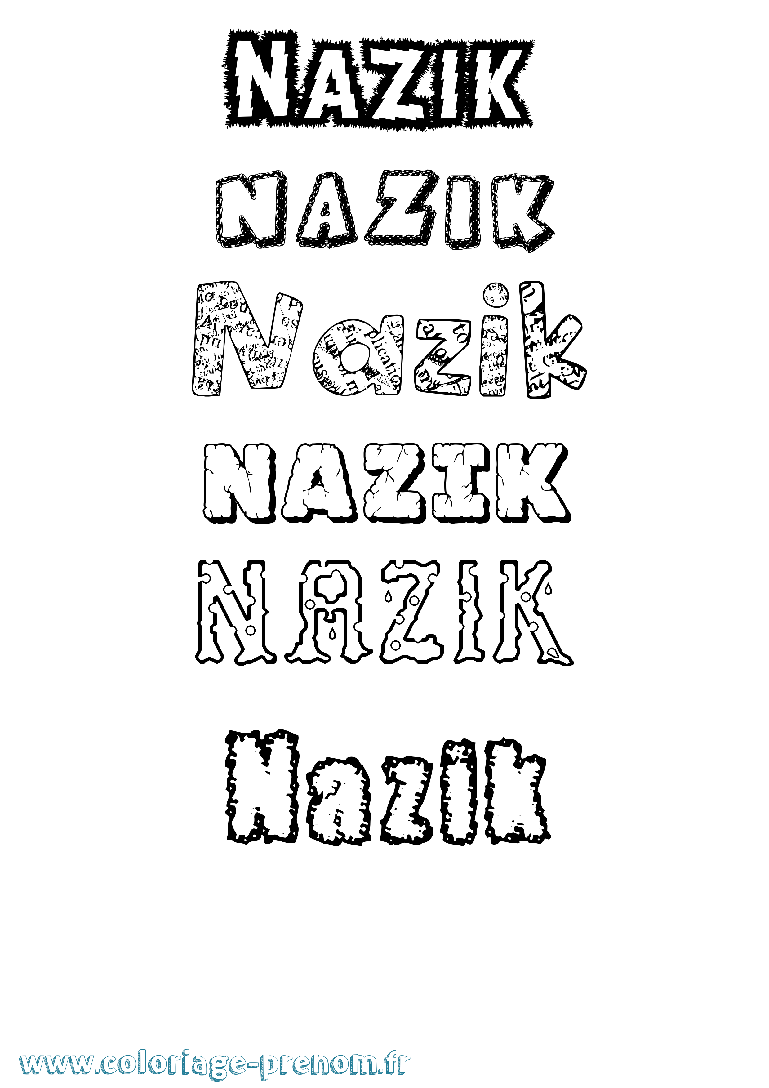 Coloriage Nazik Destructuré Coloriage prénom Nazik Destructuré