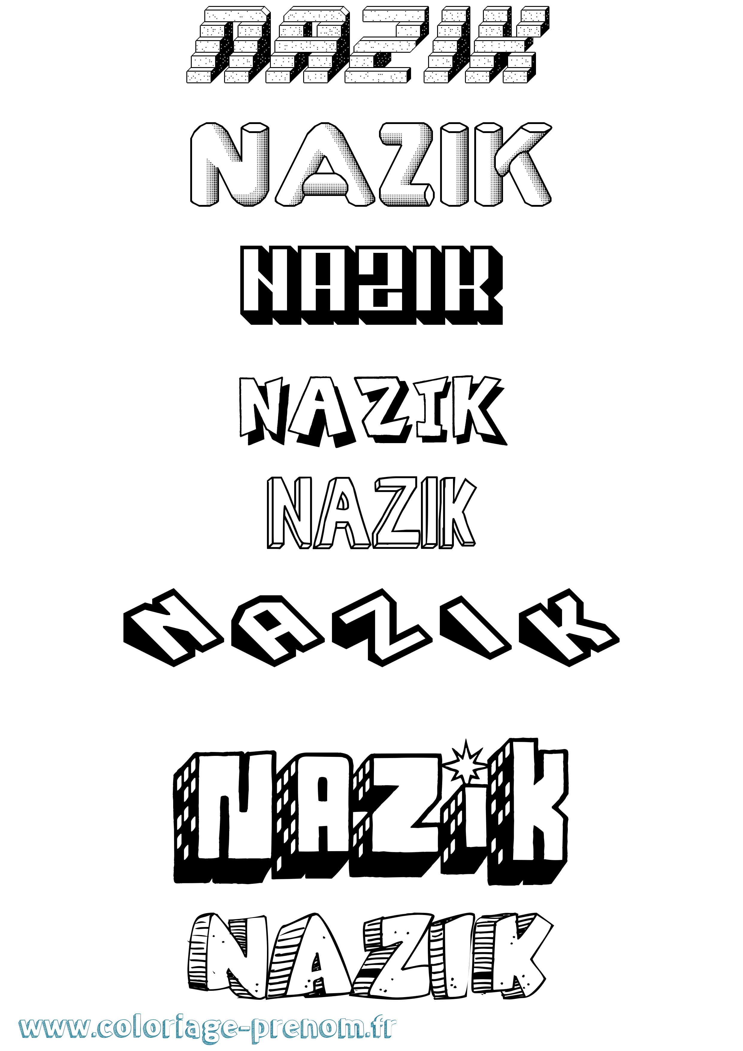 Coloriage Nazik Effet 3D Coloriage prénom Nazik Effet 3D