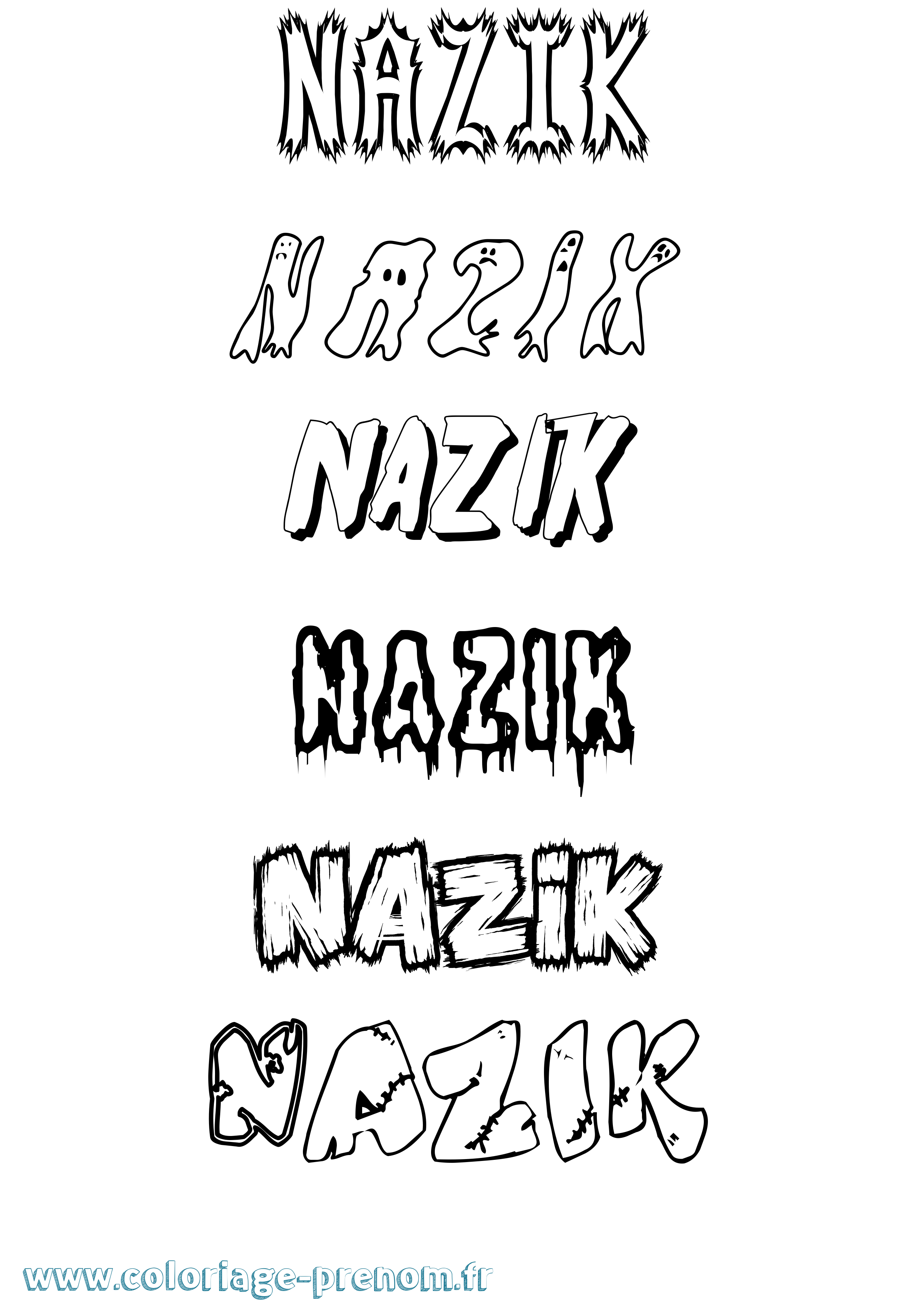 Coloriage Nazik Frisson Coloriage prénom Nazik Frisson