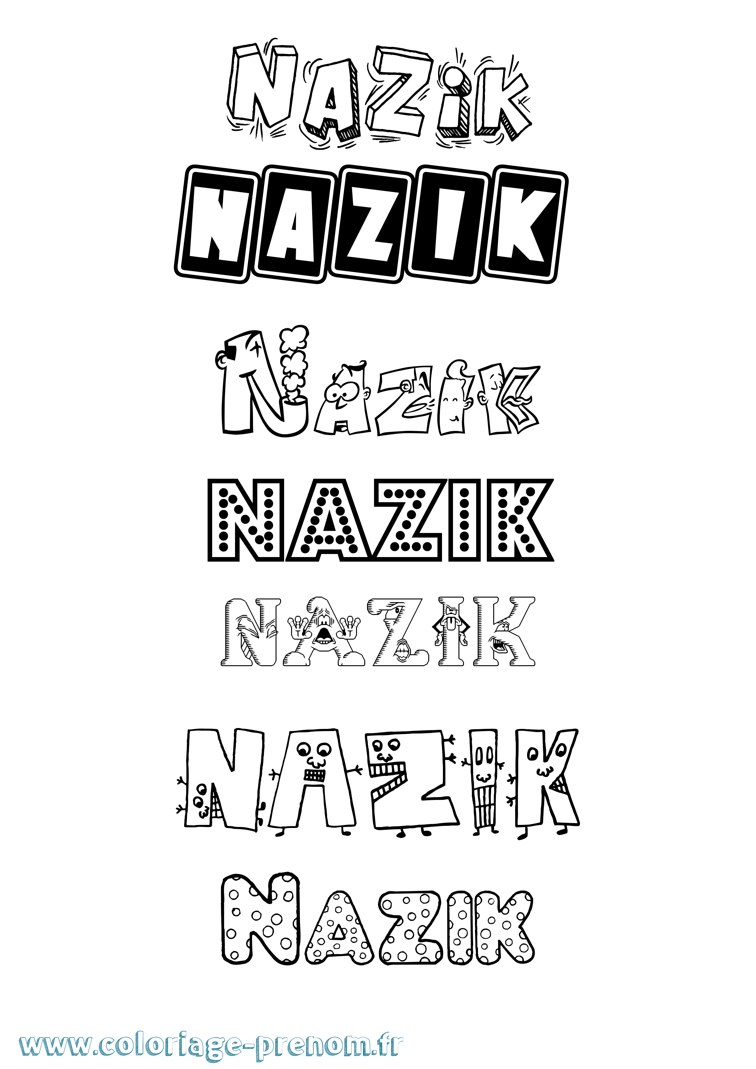 Coloriage Nazik Fun Coloriage prénom Nazik Fun