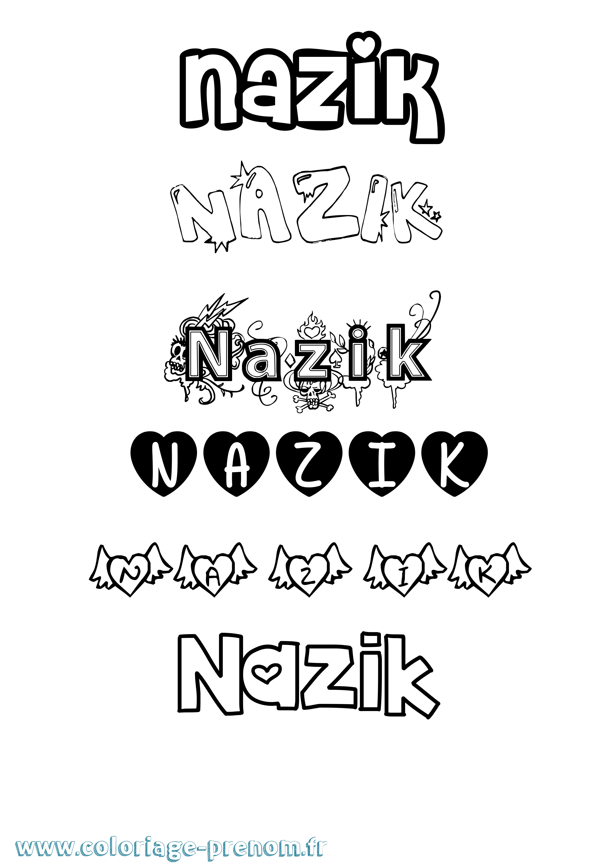 Coloriage Nazik Girly Coloriage prénom Nazik Girly