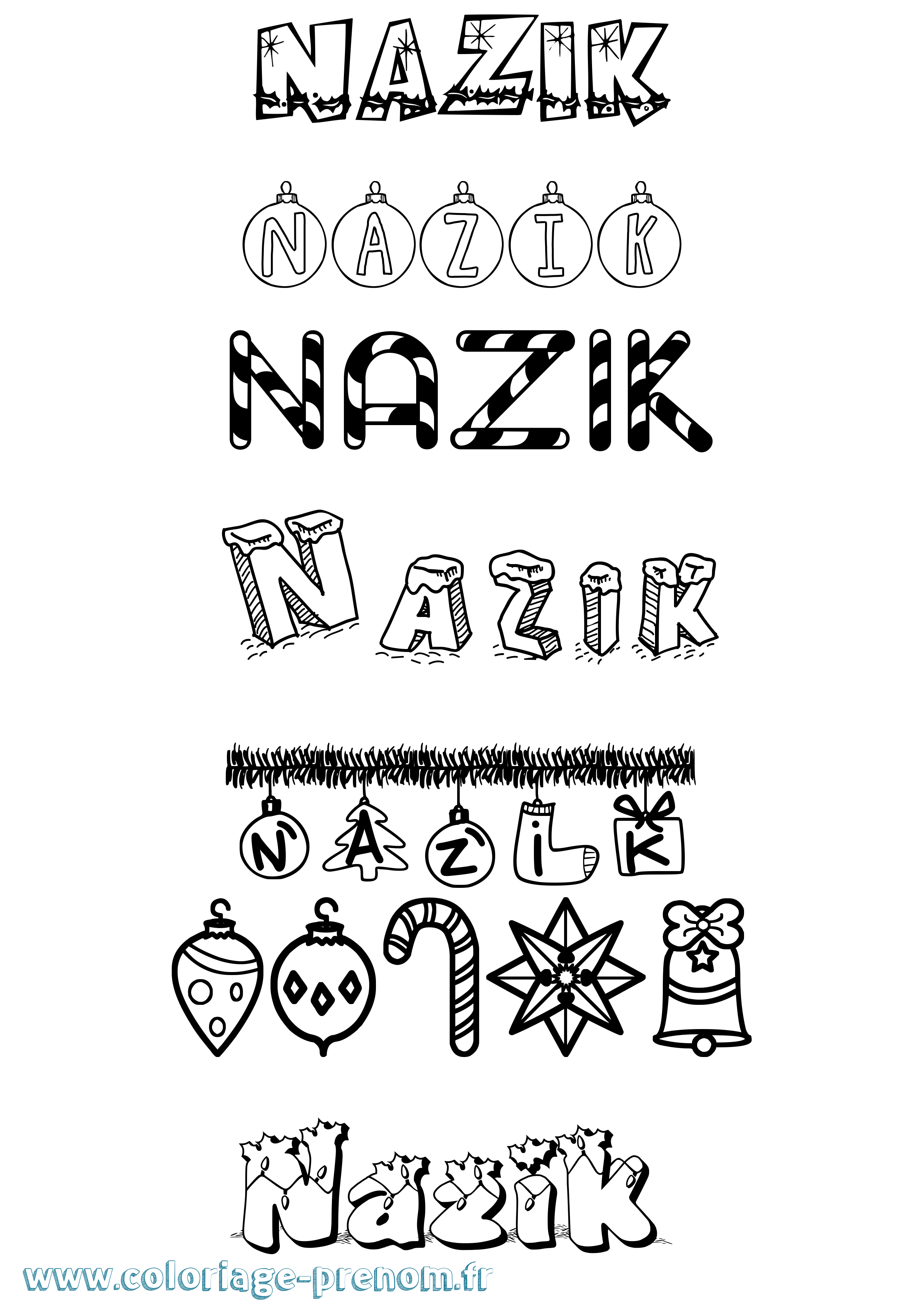 Coloriage Nazik Noël Coloriage prénom Nazik Noël