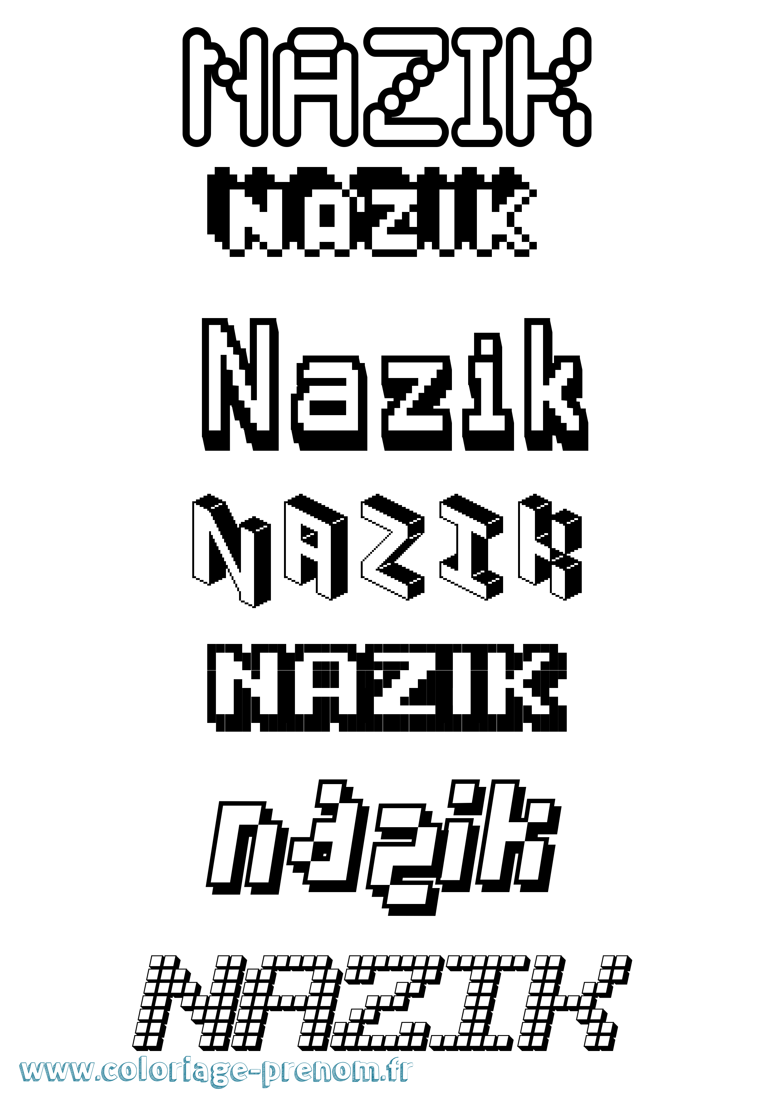 Coloriage Nazik Pixel Coloriage prénom Nazik Pixel