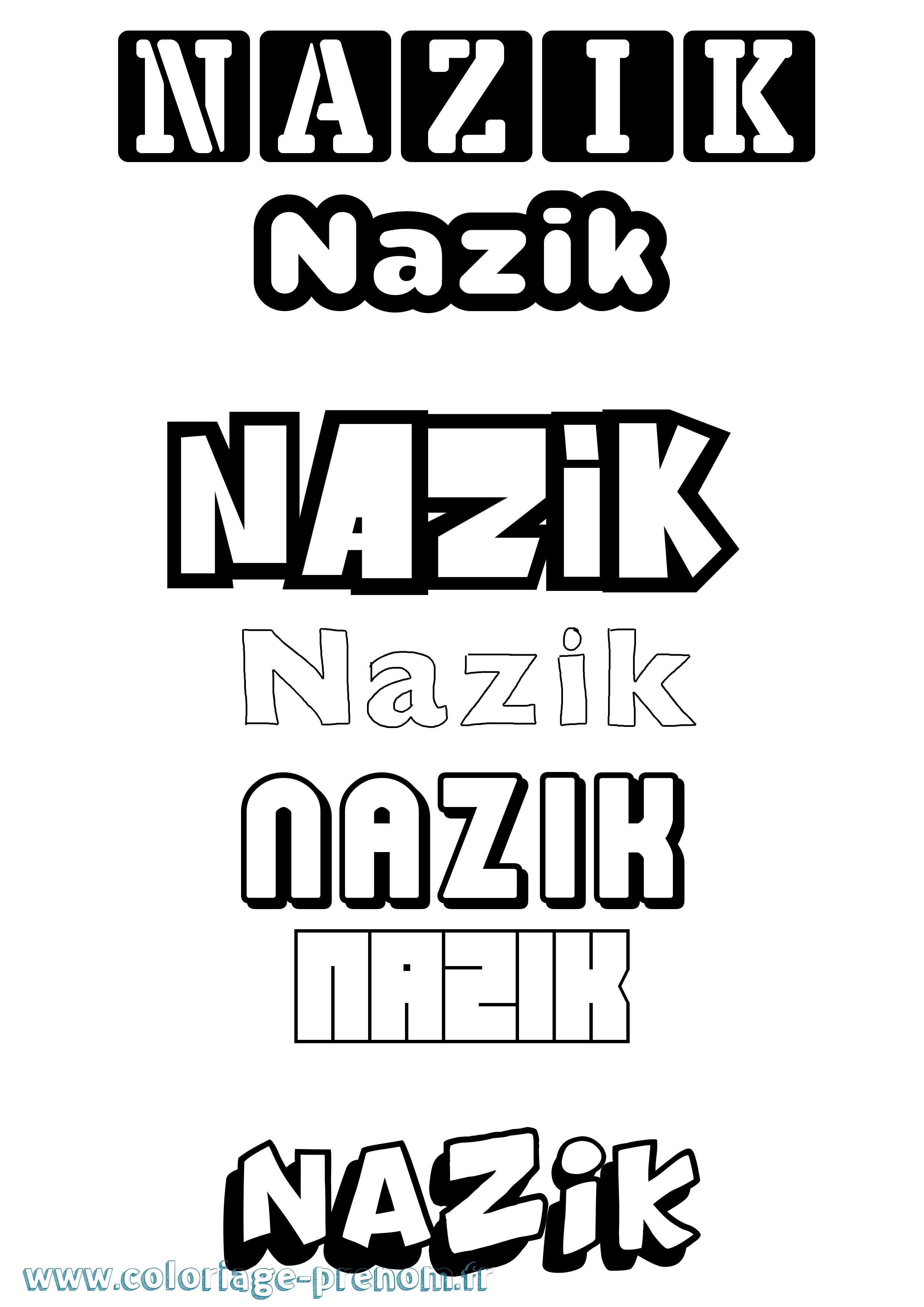 Coloriage Nazik Simple Coloriage prénom Nazik Simple