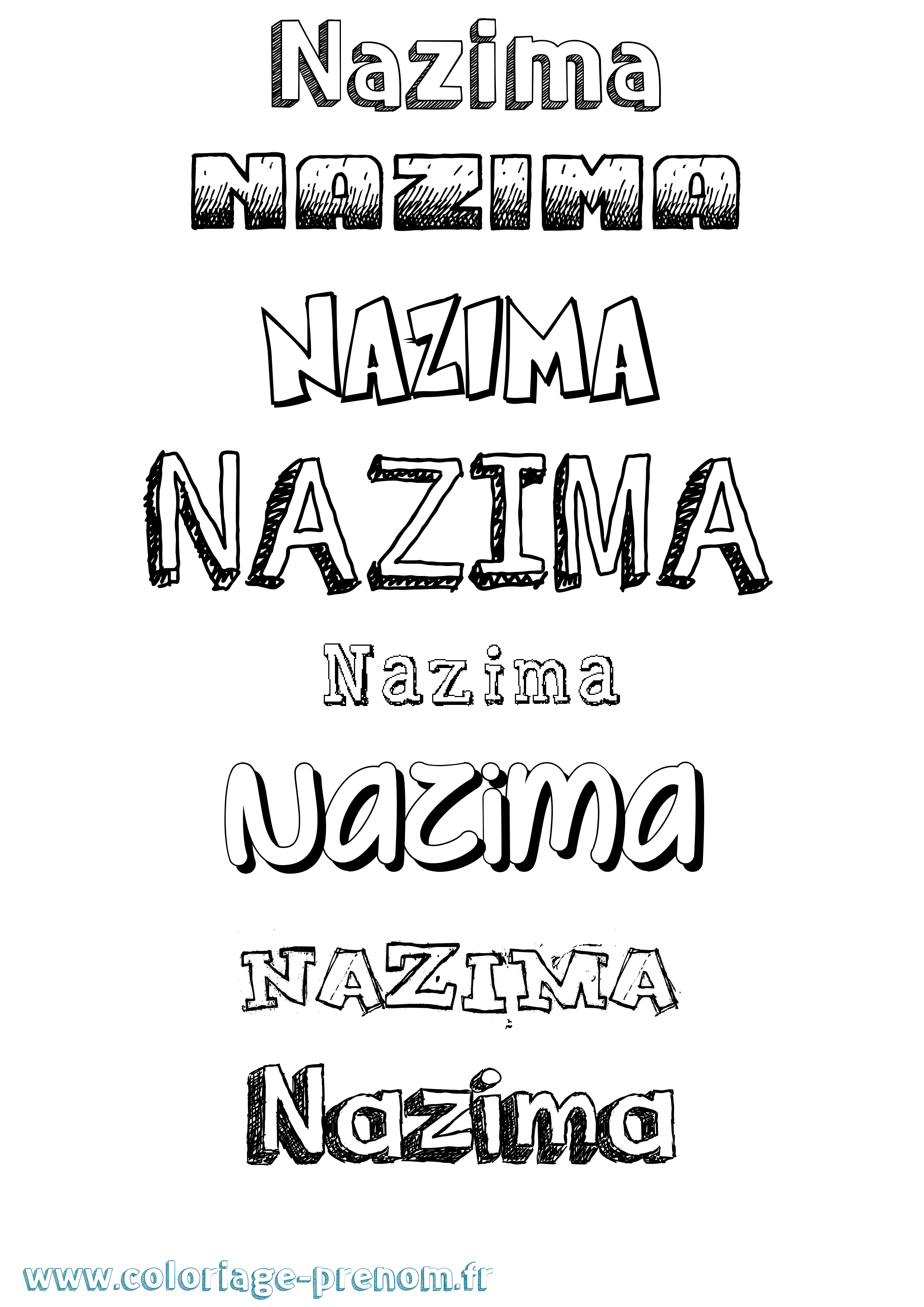 Coloriage Nazima Dessiné Coloriage prénom Nazima Dessiné