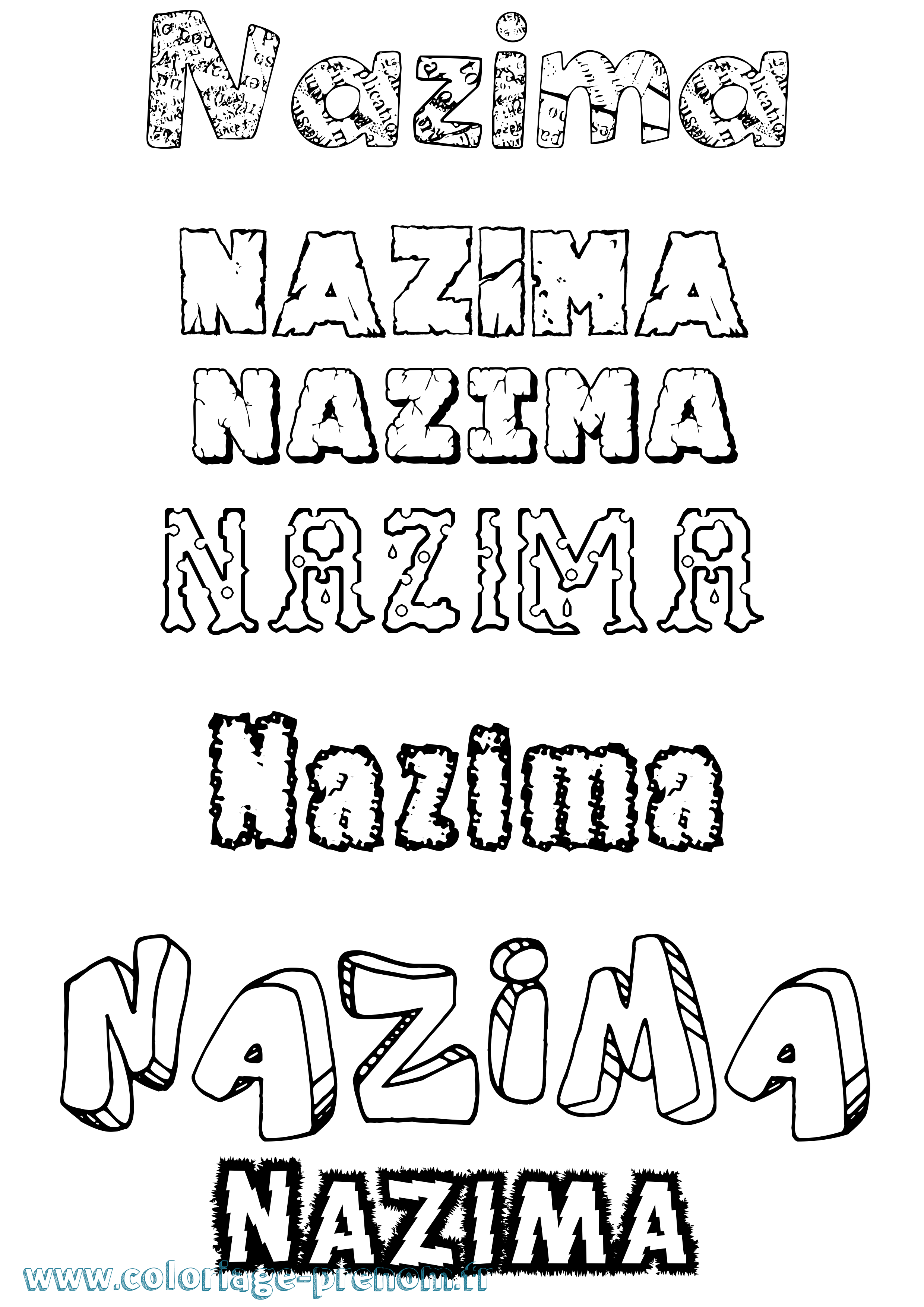 Coloriage Nazima Destructuré Coloriage prénom Nazima Destructuré