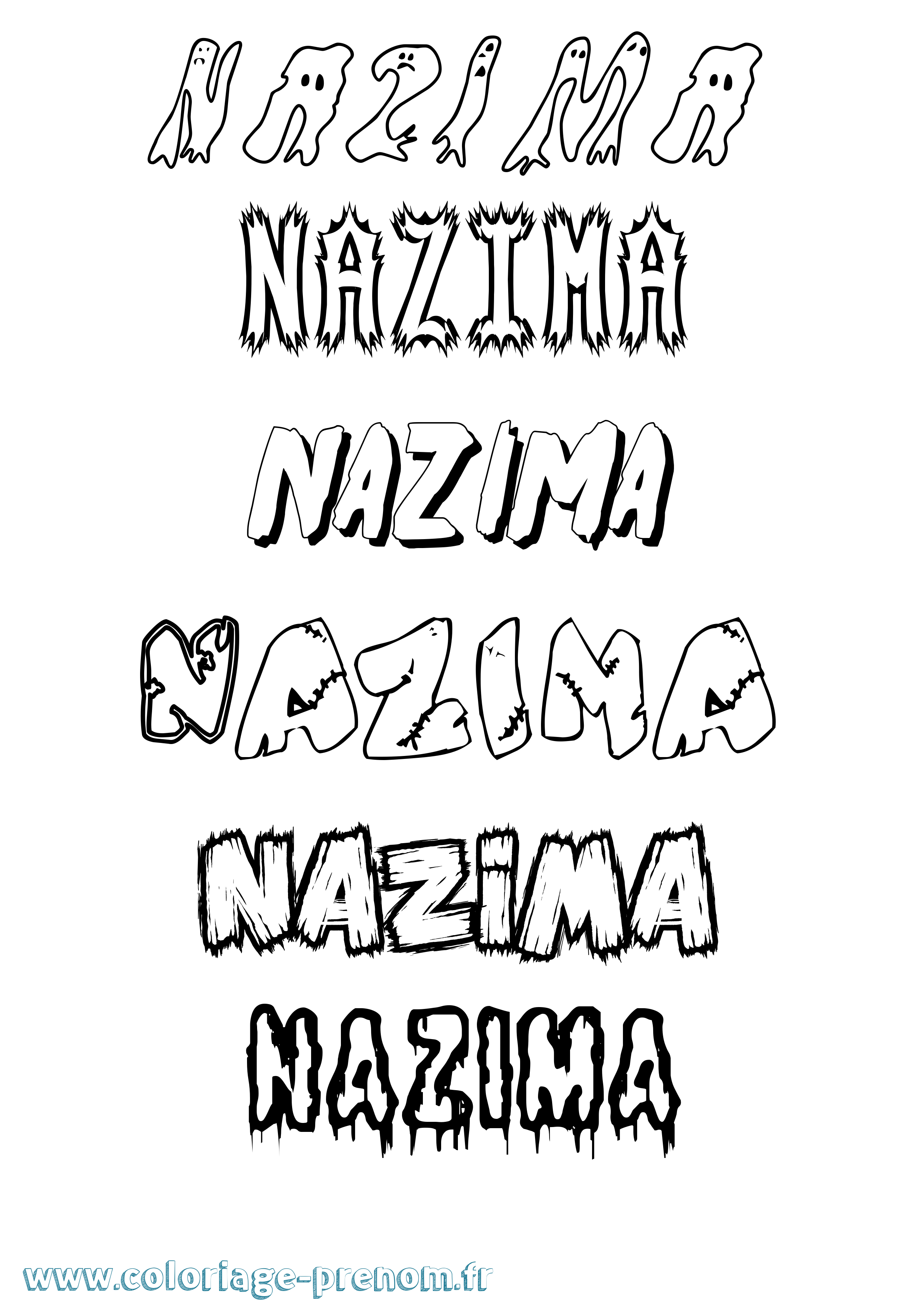 Coloriage Nazima Frisson Coloriage prénom Nazima Frisson