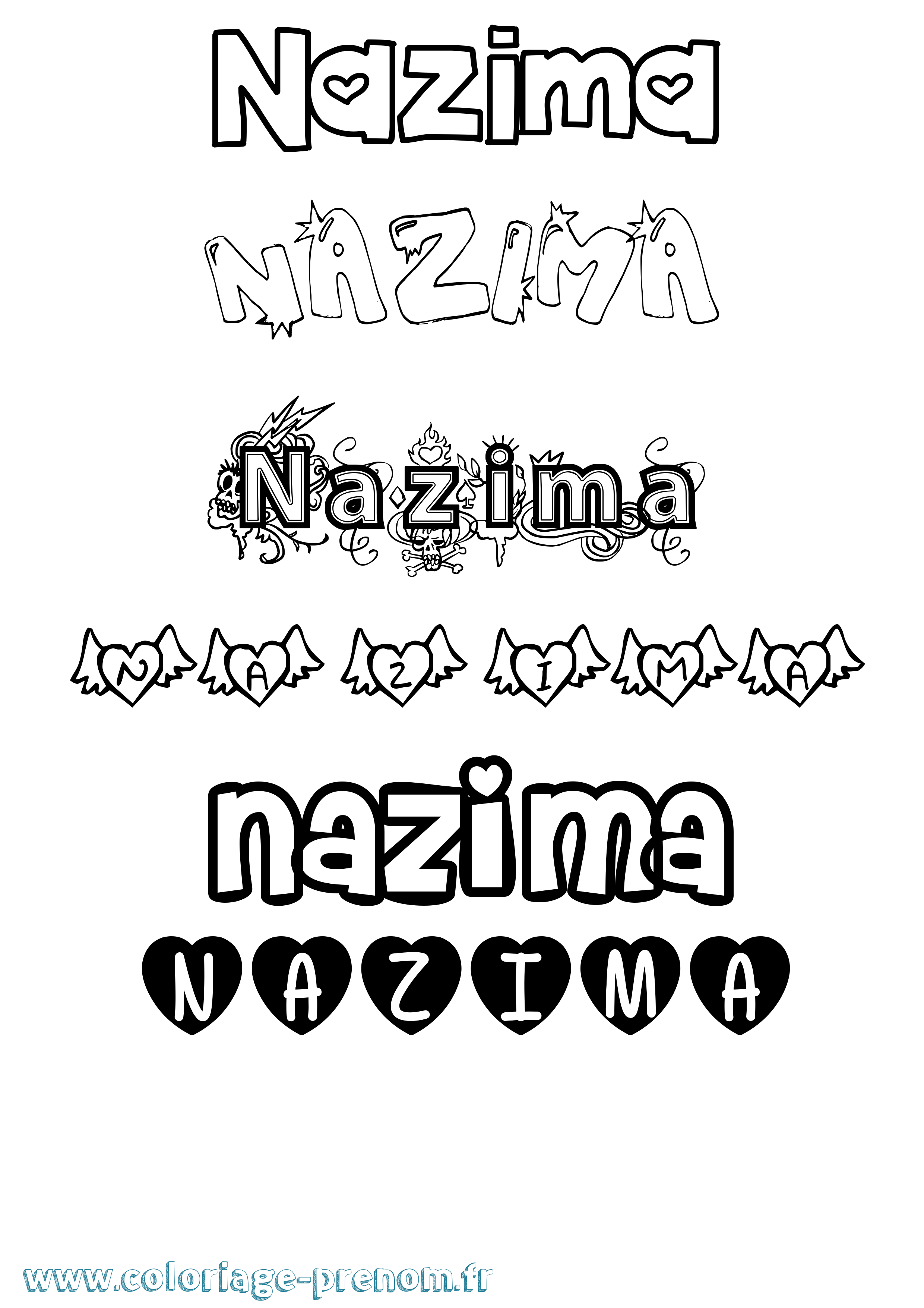 Coloriage Nazima Girly Coloriage prénom Nazima Girly