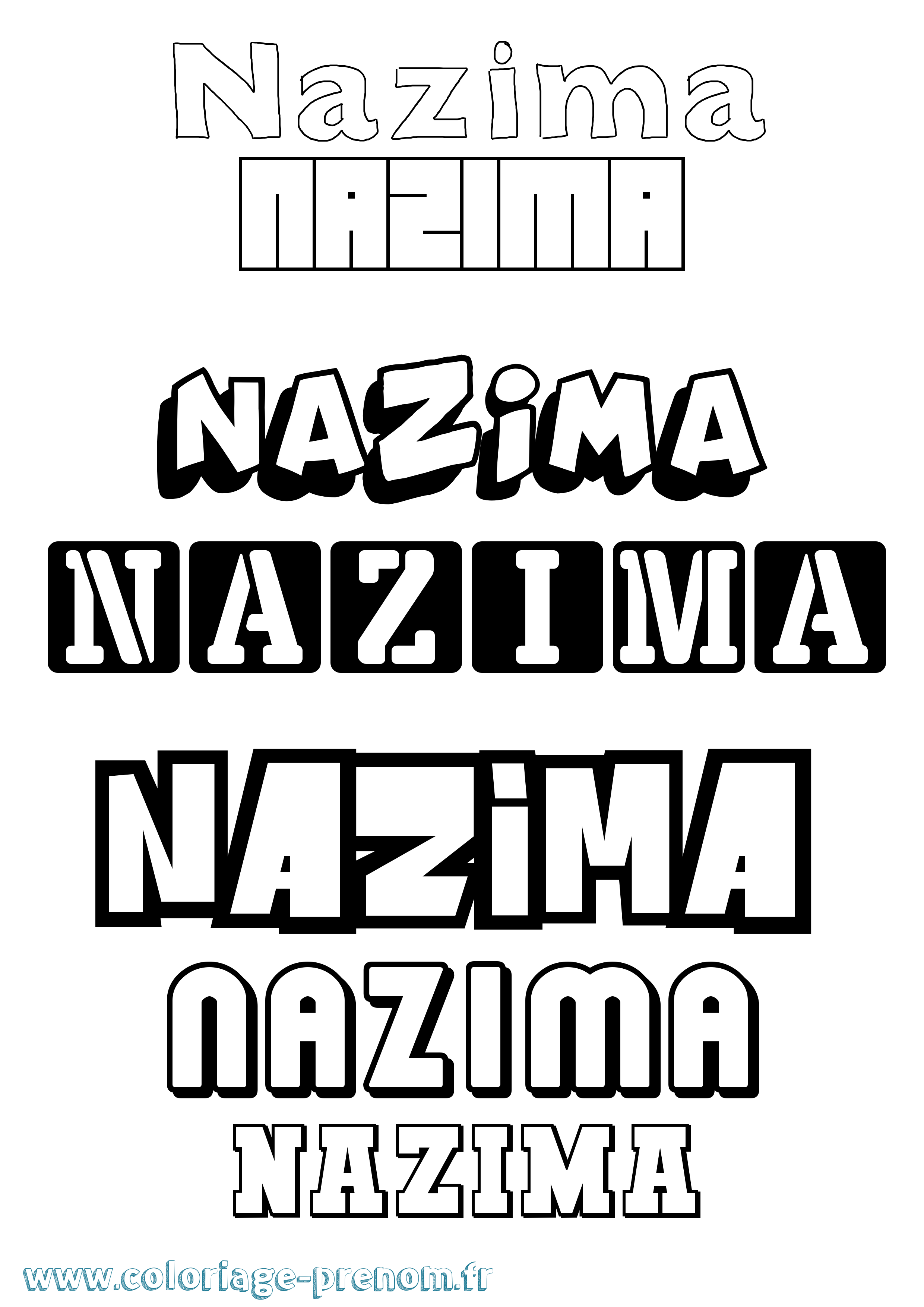 Coloriage Nazima Simple Coloriage prénom Nazima Simple