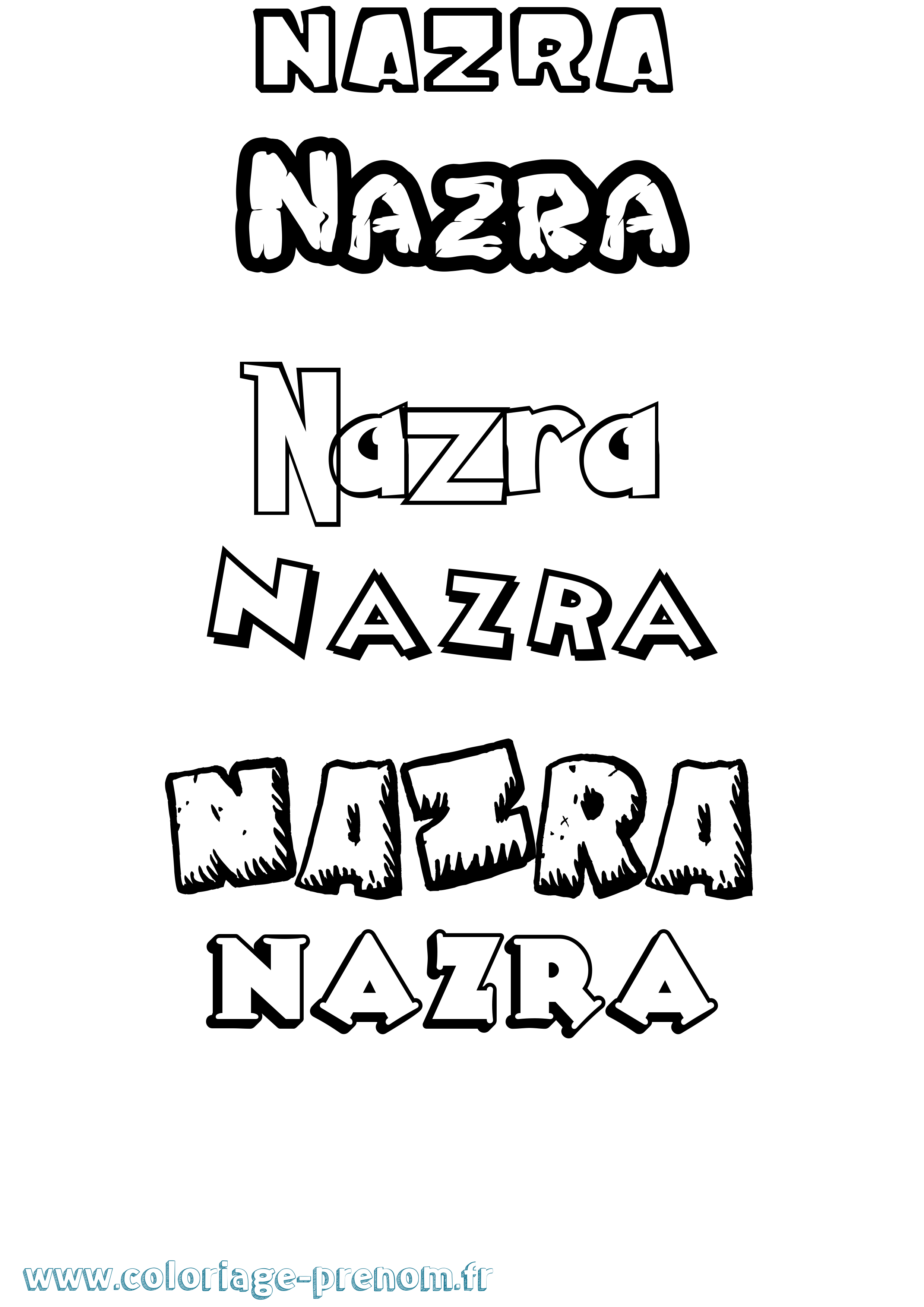 Coloriage Nazra Dessin Animé Coloriage prénom Nazra Dessin Animé