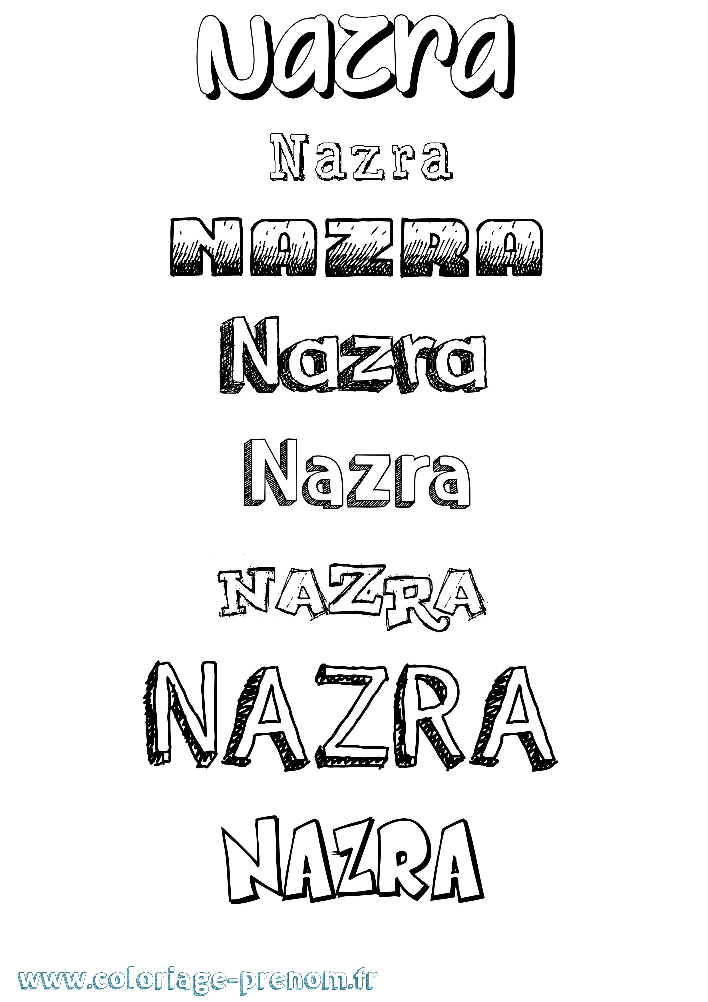 Coloriage Nazra Dessiné Coloriage prénom Nazra Dessiné