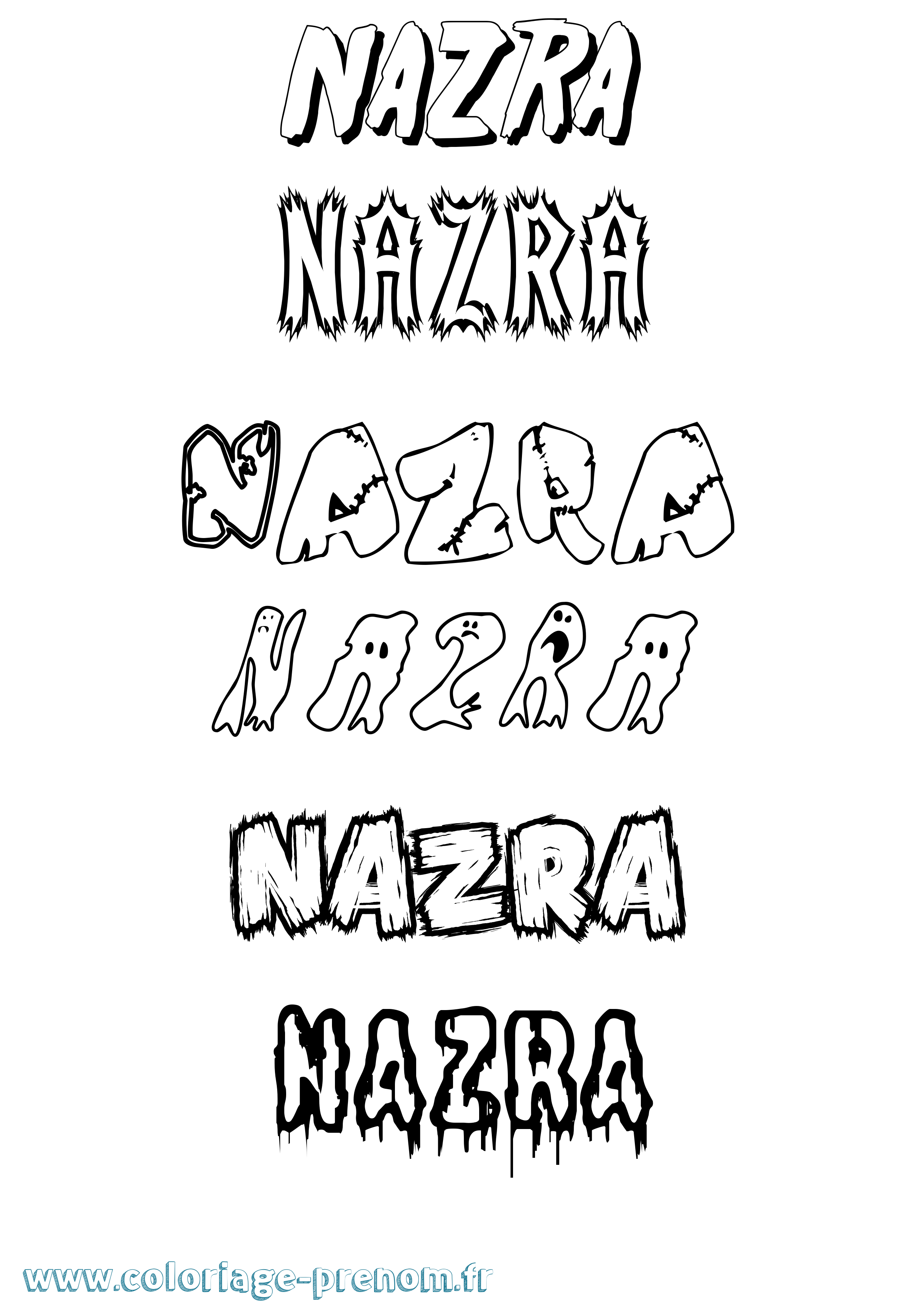 Coloriage Nazra Frisson Coloriage prénom Nazra Frisson