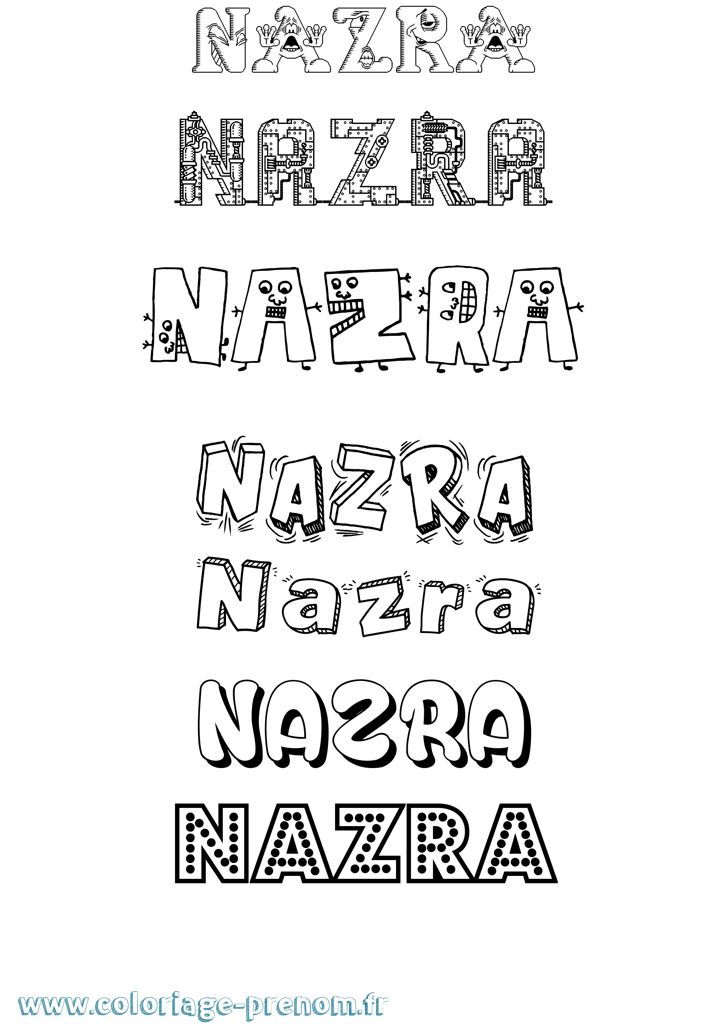 Coloriage Nazra Fun Coloriage prénom Nazra Fun