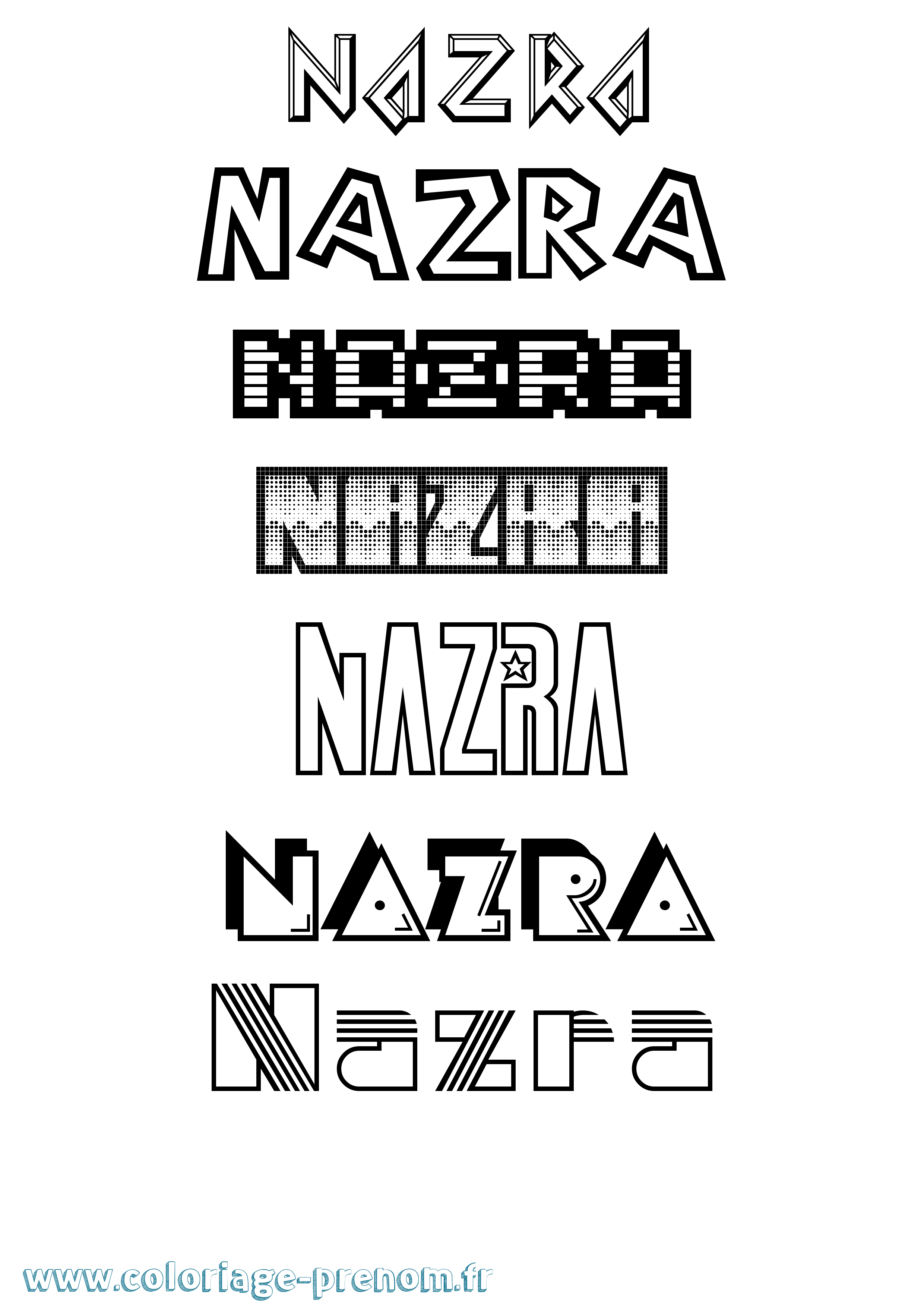 Coloriage Nazra Jeux Vidéos Coloriage prénom Nazra Jeux Vidéos