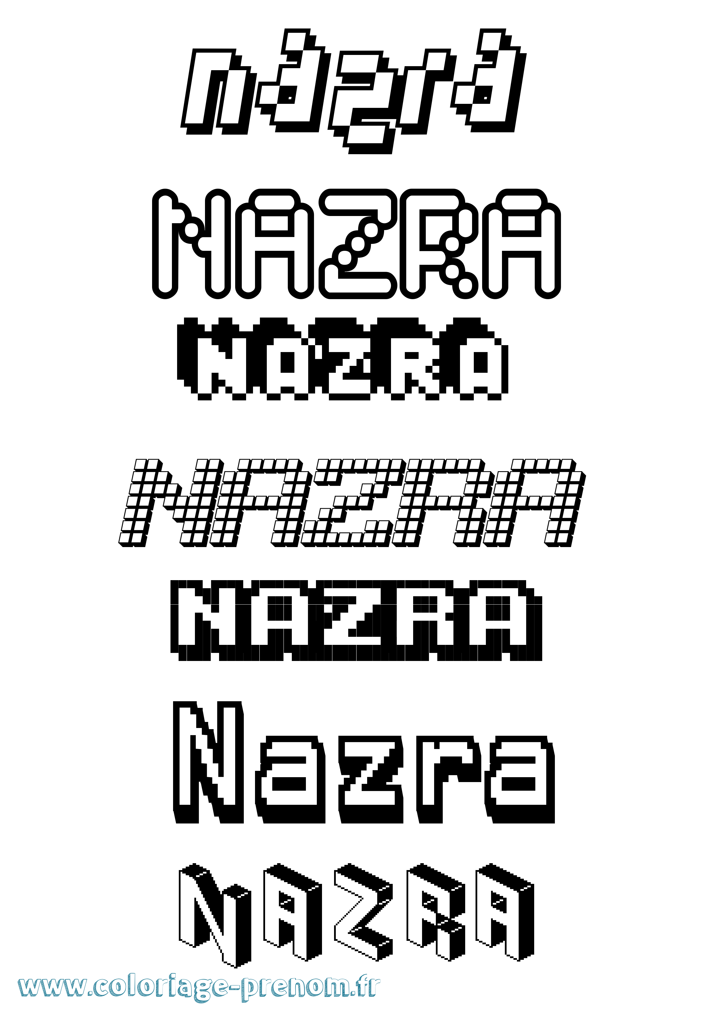 Coloriage Nazra Pixel Coloriage prénom Nazra Pixel