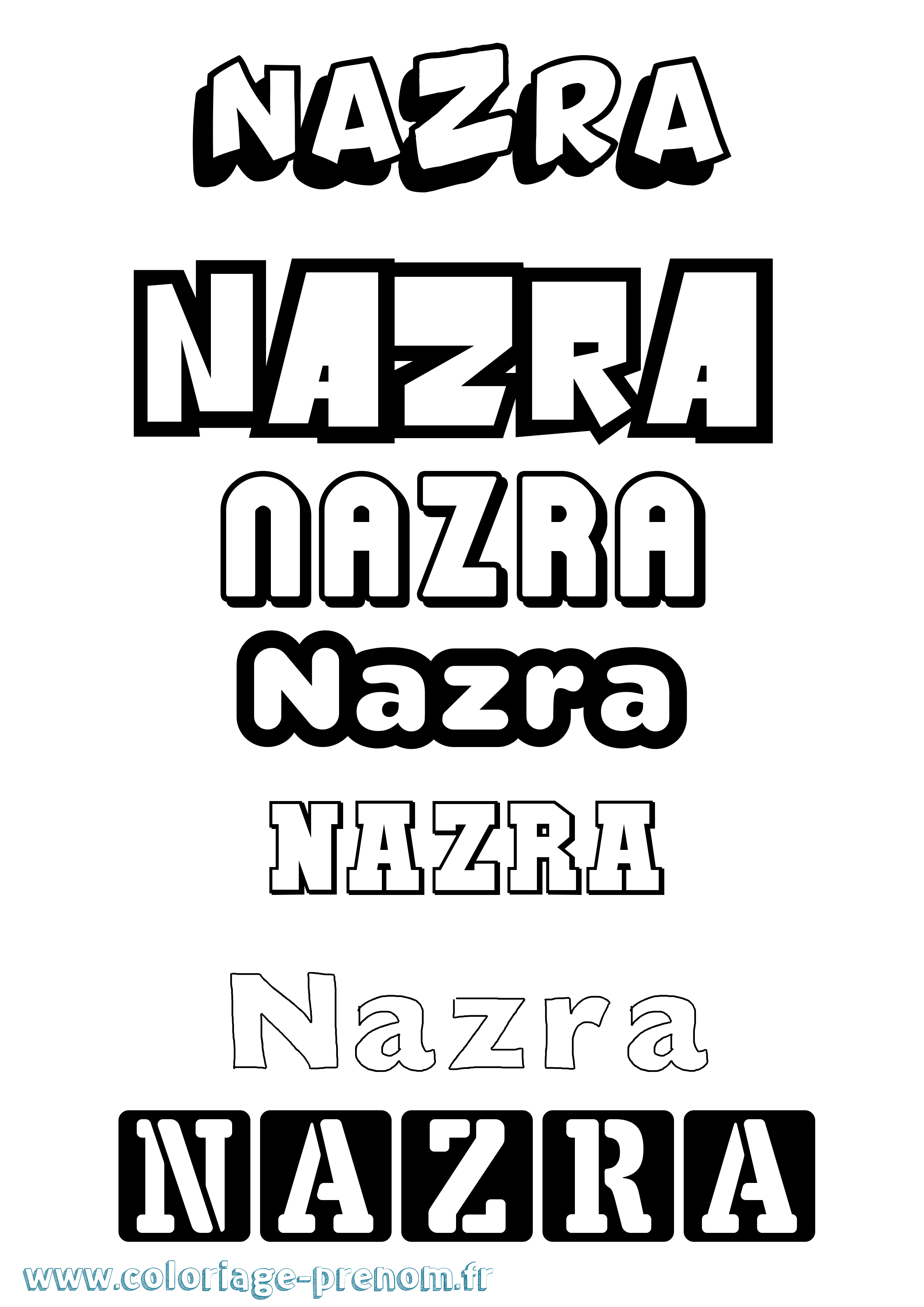 Coloriage Nazra Simple Coloriage prénom Nazra Simple