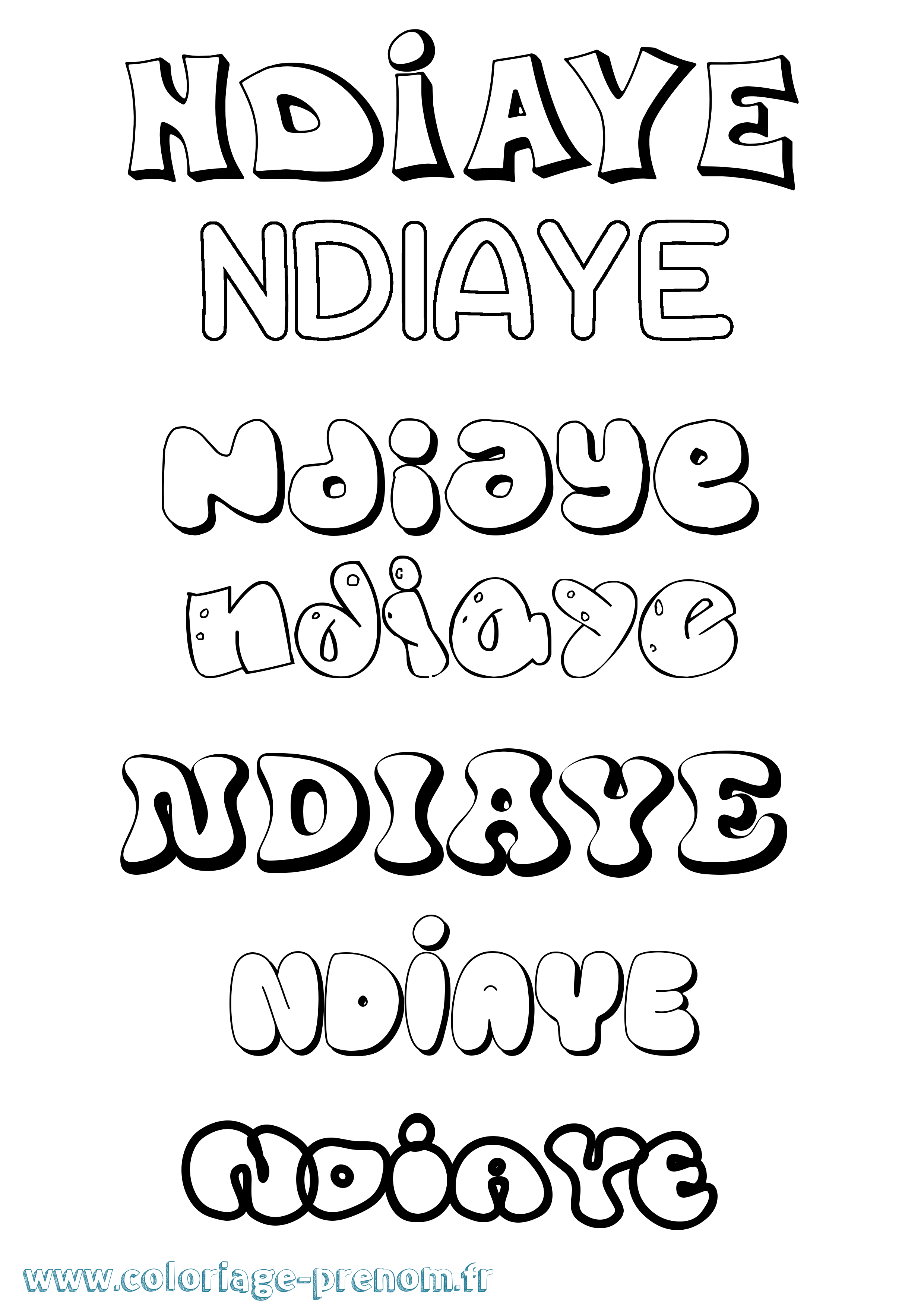 Coloriage Ndiaye Bubble Coloriage prénom Ndiaye Bubble