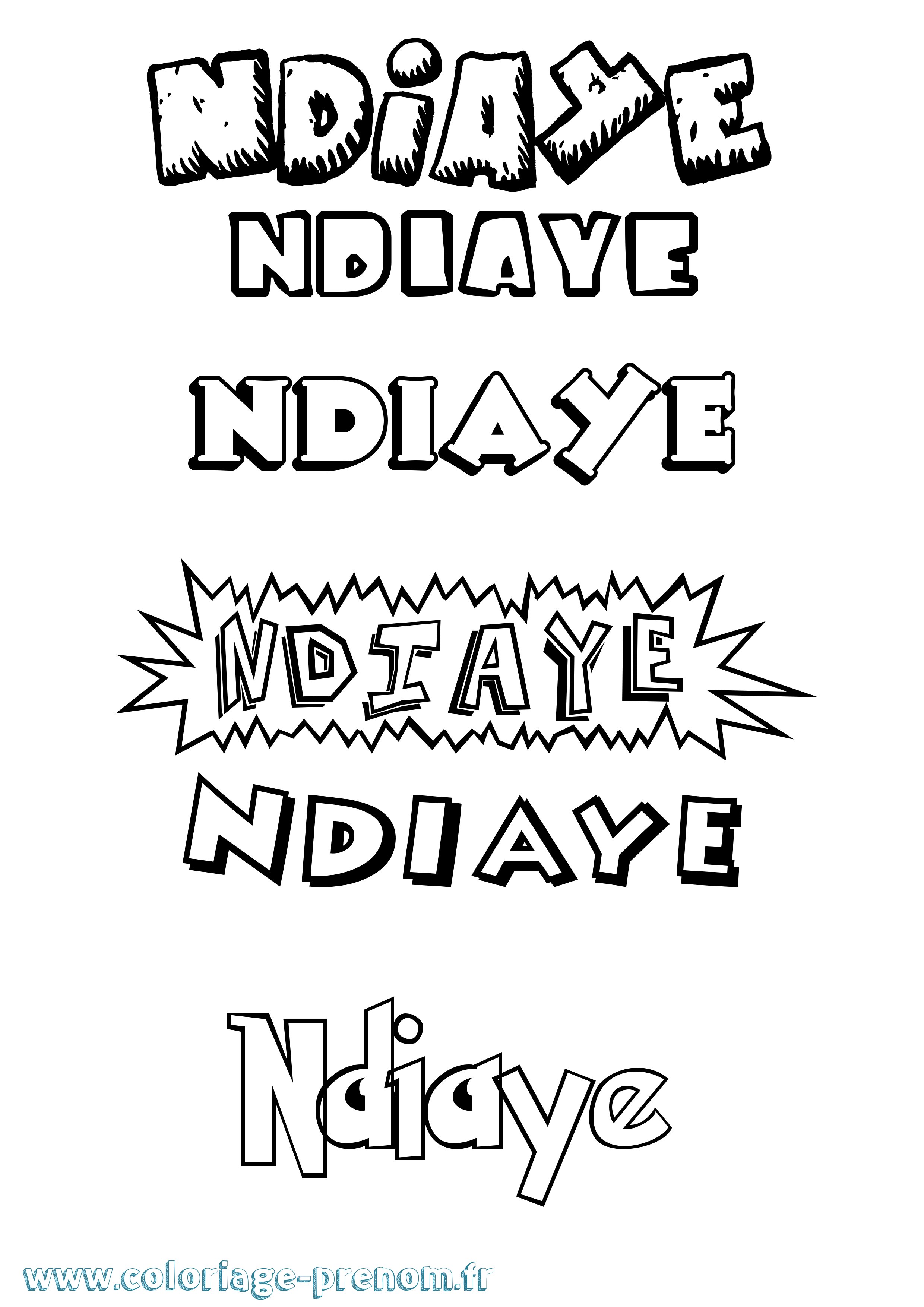 Coloriage Ndiaye Dessin Animé Coloriage prénom Ndiaye Dessin Animé