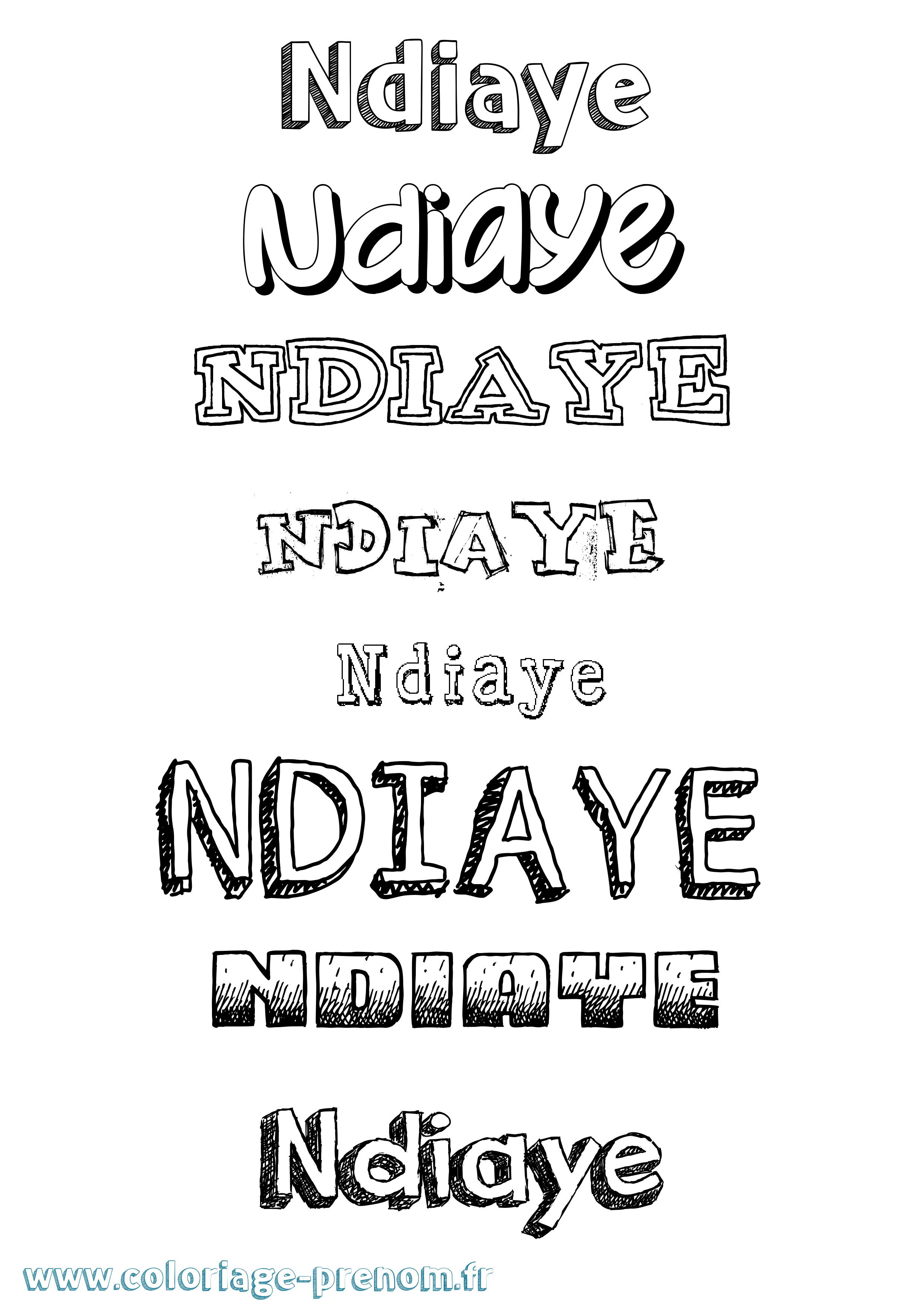 Coloriage Ndiaye Dessiné Coloriage prénom Ndiaye Dessiné