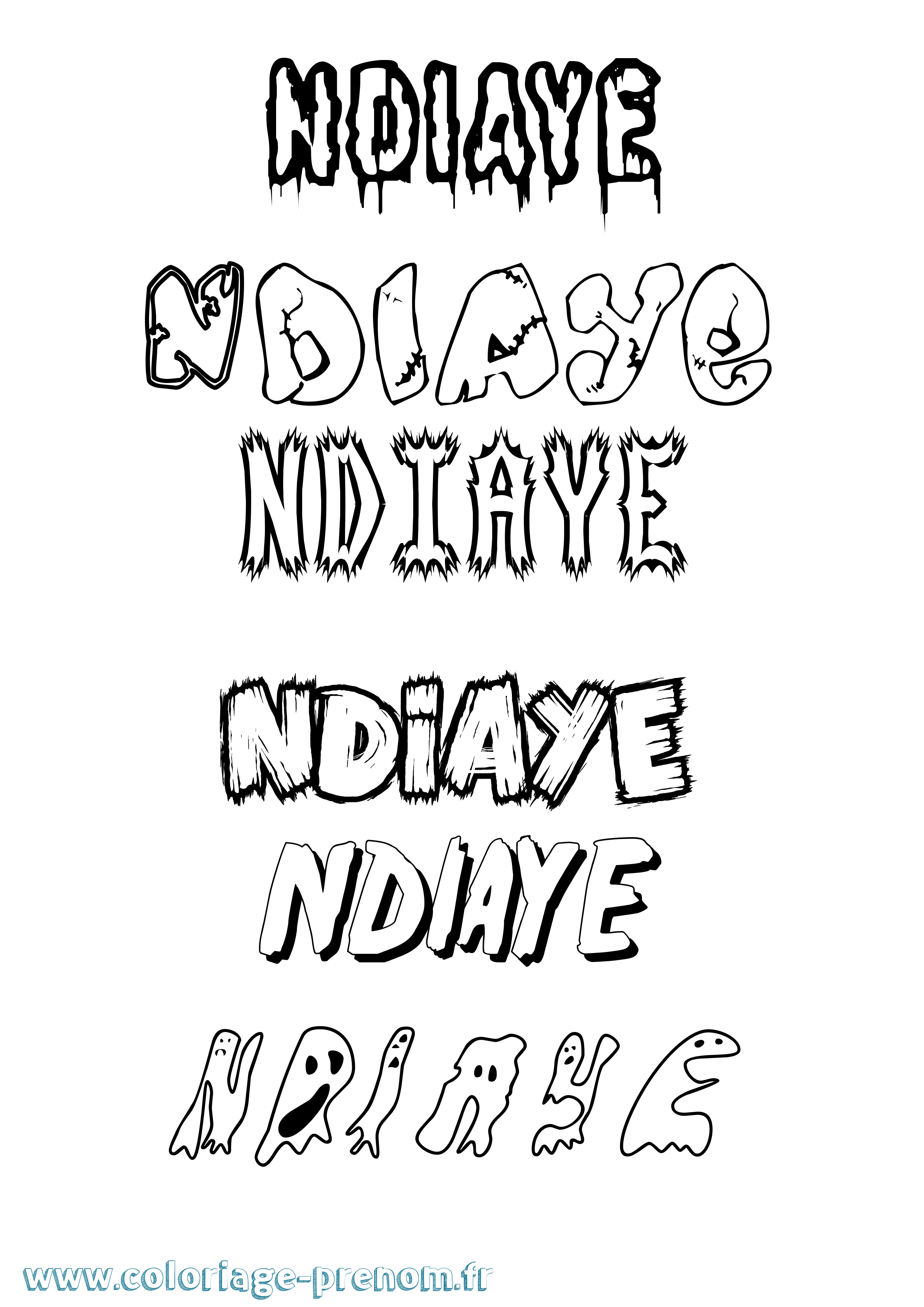 Coloriage Ndiaye Frisson Coloriage prénom Ndiaye Frisson