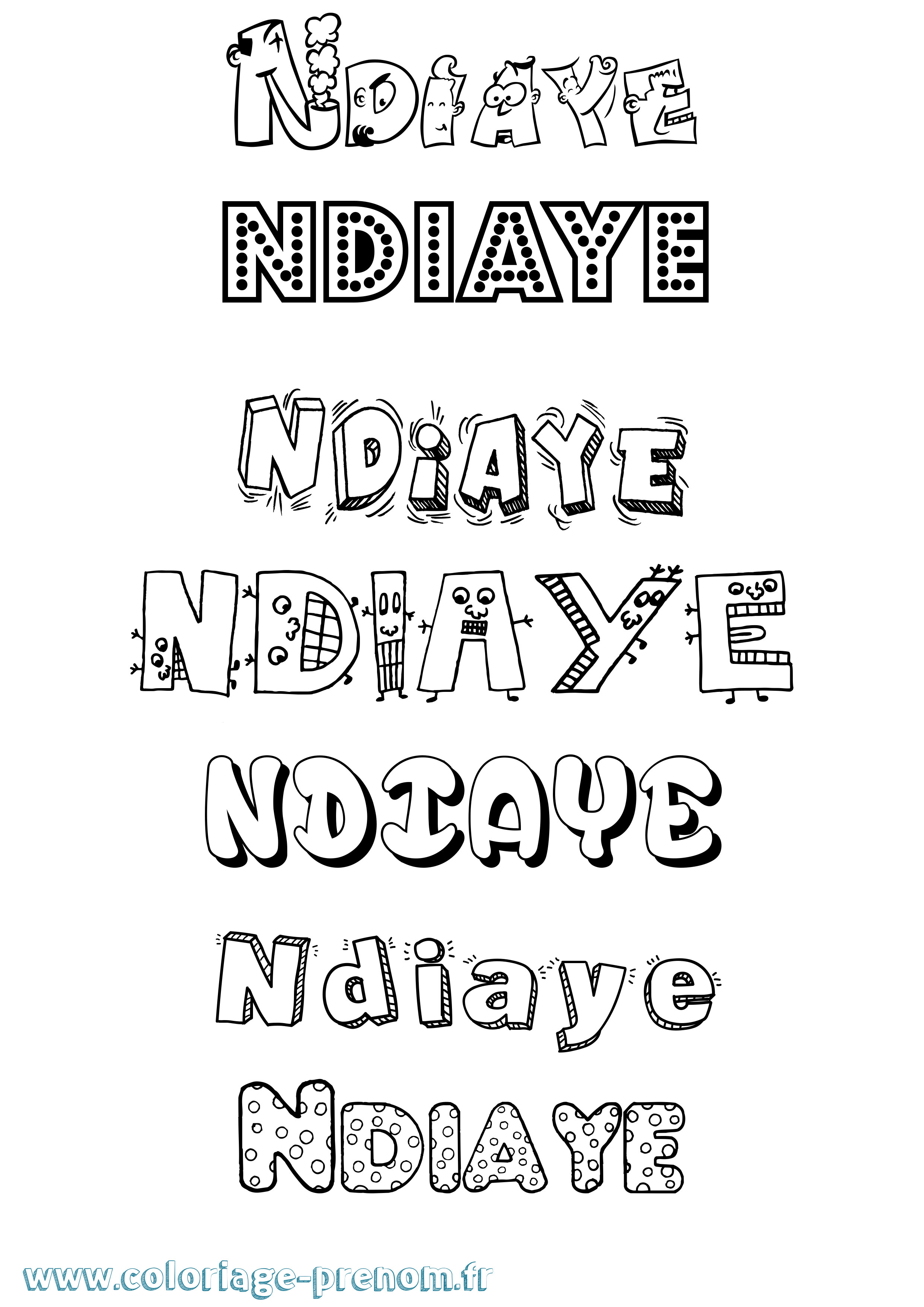 Coloriage Ndiaye Fun Coloriage prénom Ndiaye Fun