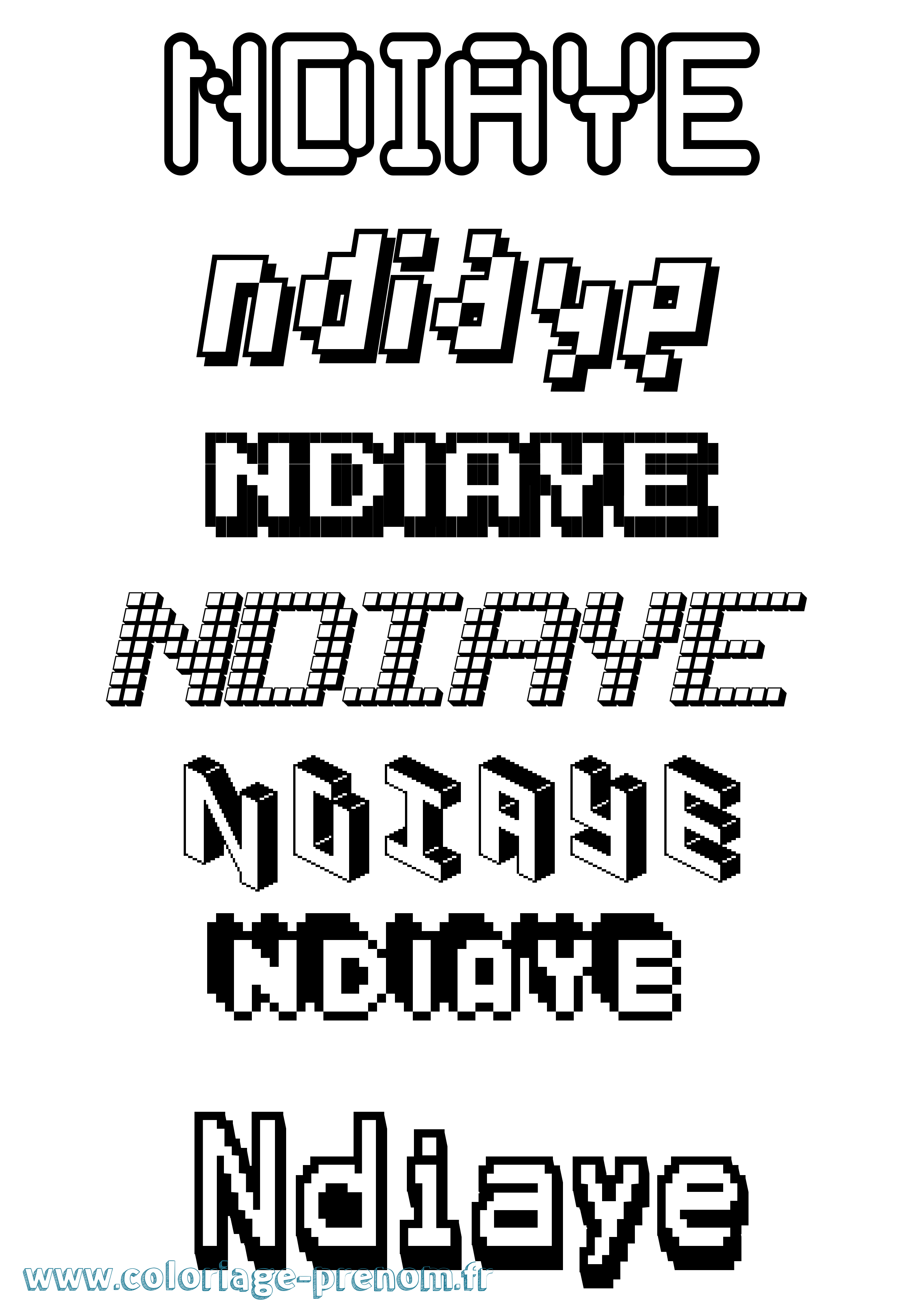 Coloriage Ndiaye Pixel Coloriage prénom Ndiaye Pixel