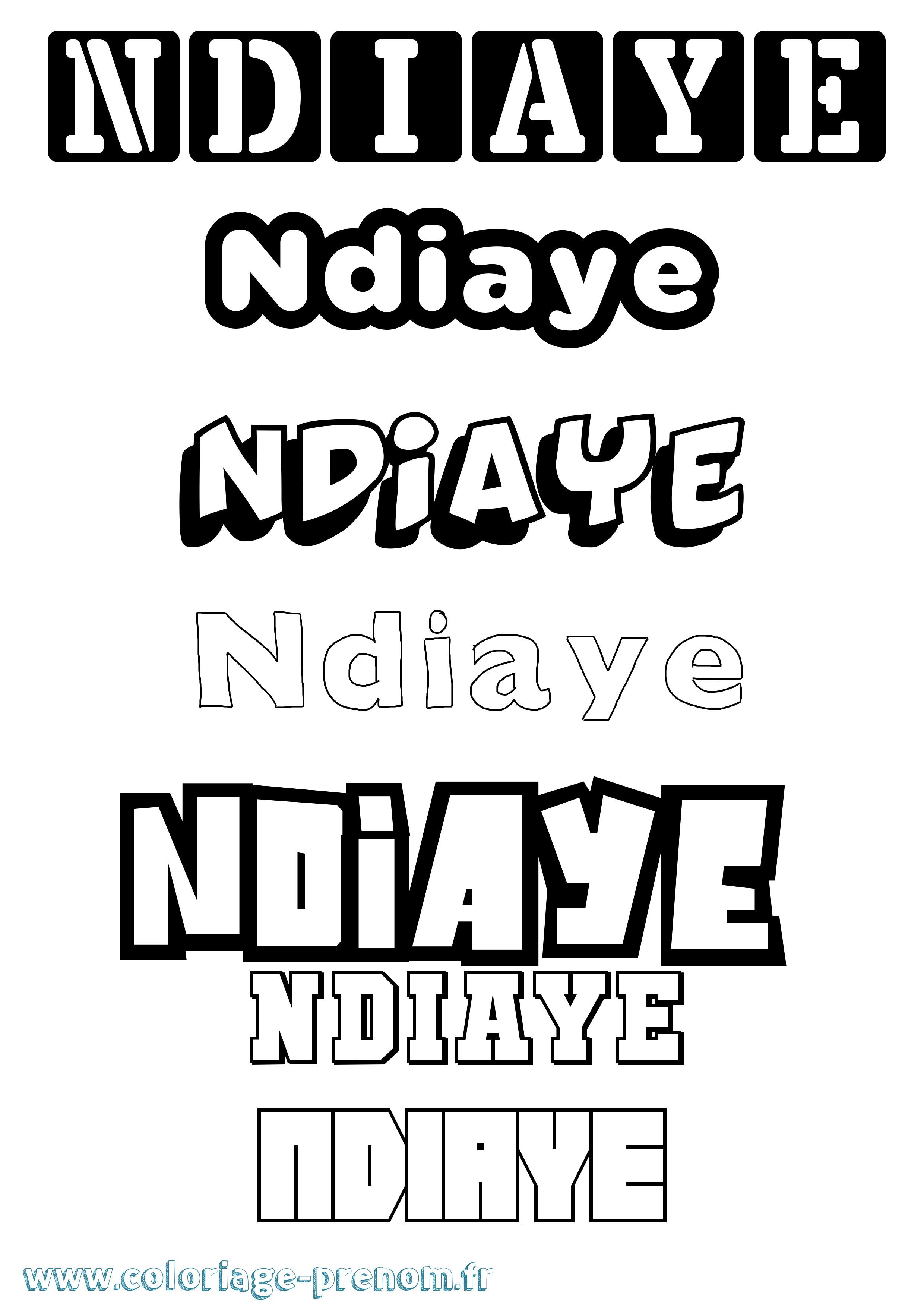 Coloriage Ndiaye Simple Coloriage prénom Ndiaye Simple