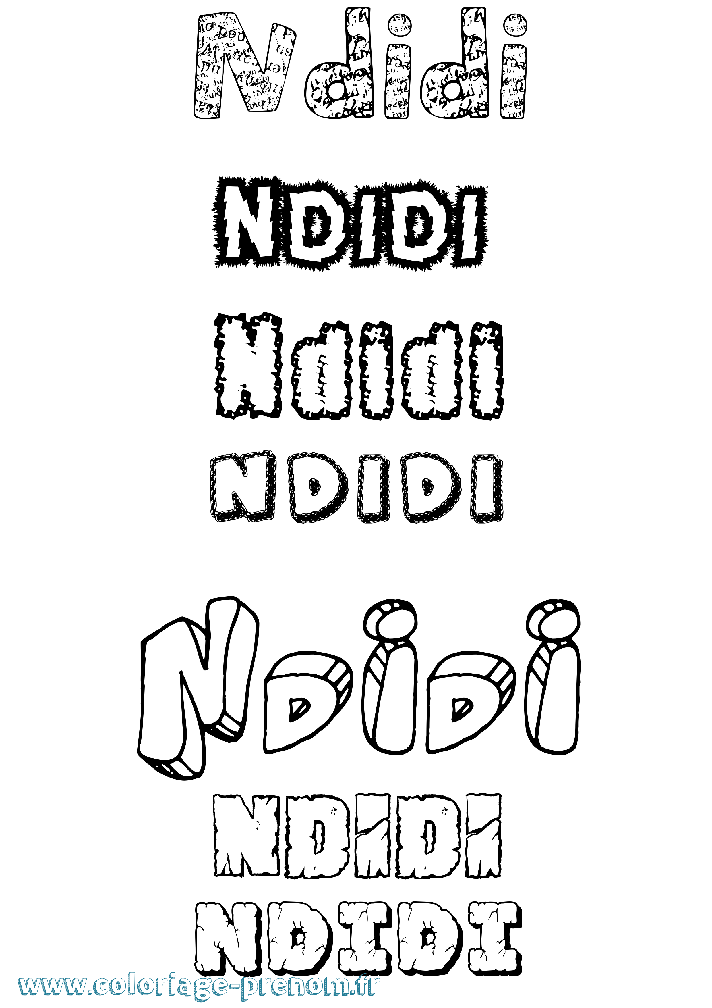 Coloriage Ndidi Destructuré Coloriage prénom Ndidi Destructuré