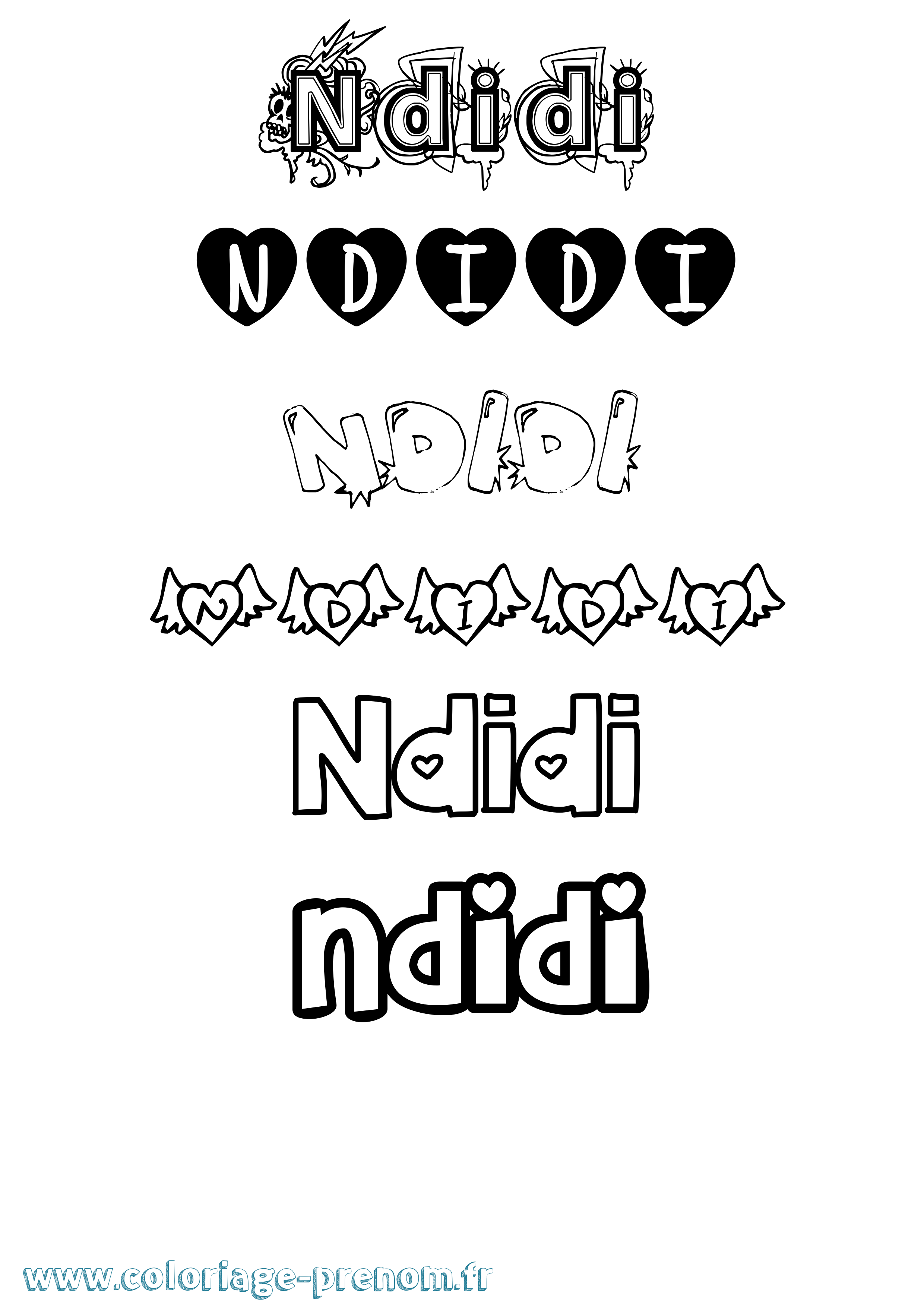 Coloriage Ndidi Girly Coloriage prénom Ndidi Girly